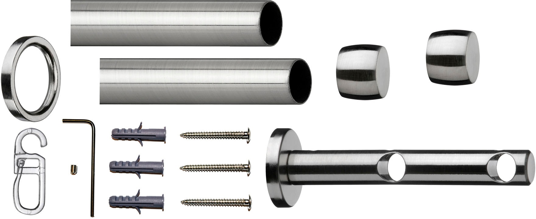 indeko Gardinenstange »Andrax«, 2 läufig-läufig, Fixmaß, Komplett-Set inkl. Ringen und Montagematerial