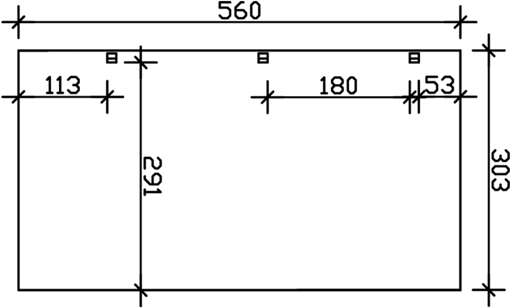 Skanholz Einzelcarport »Harz Stellplatzerweiterung« Massivholz 291 cm Grün mit roten Dachschindeln