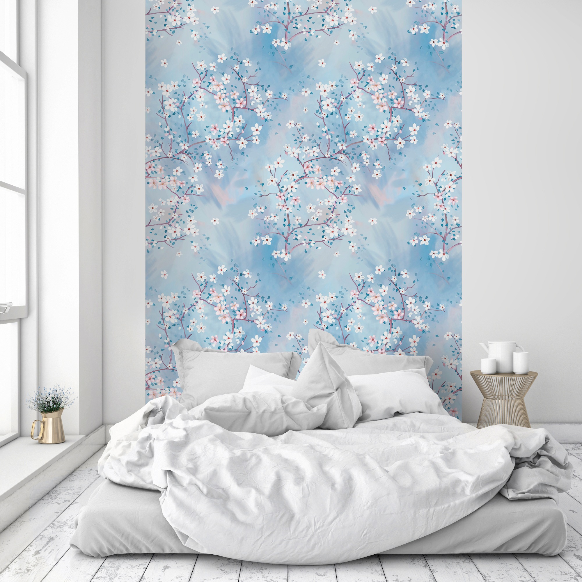 queence Vinyltapete »Milana« Motiv | bedruckt | botanisch | floral | gemustert | natürlich glatt 90x250cm, selbstklebend, kinderleichte Anbringung, , Sticker