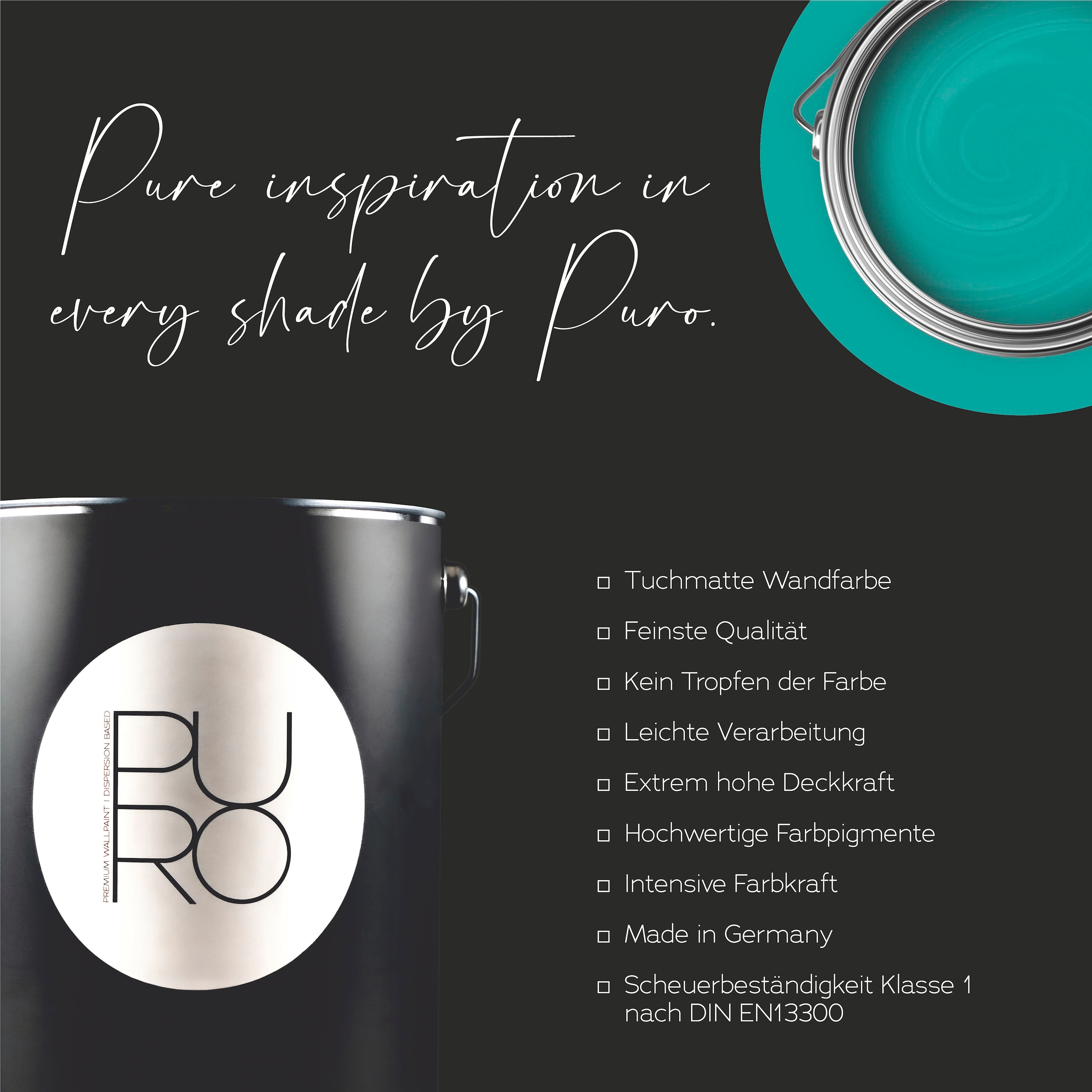 A.S. Création Wandfarbe »Premium Innenwandfarbe PURO Tuchmatt emerald green« ideal für Wohnzimmer, Schlafzimmer, Flur und Küche, Farbwelt Grün