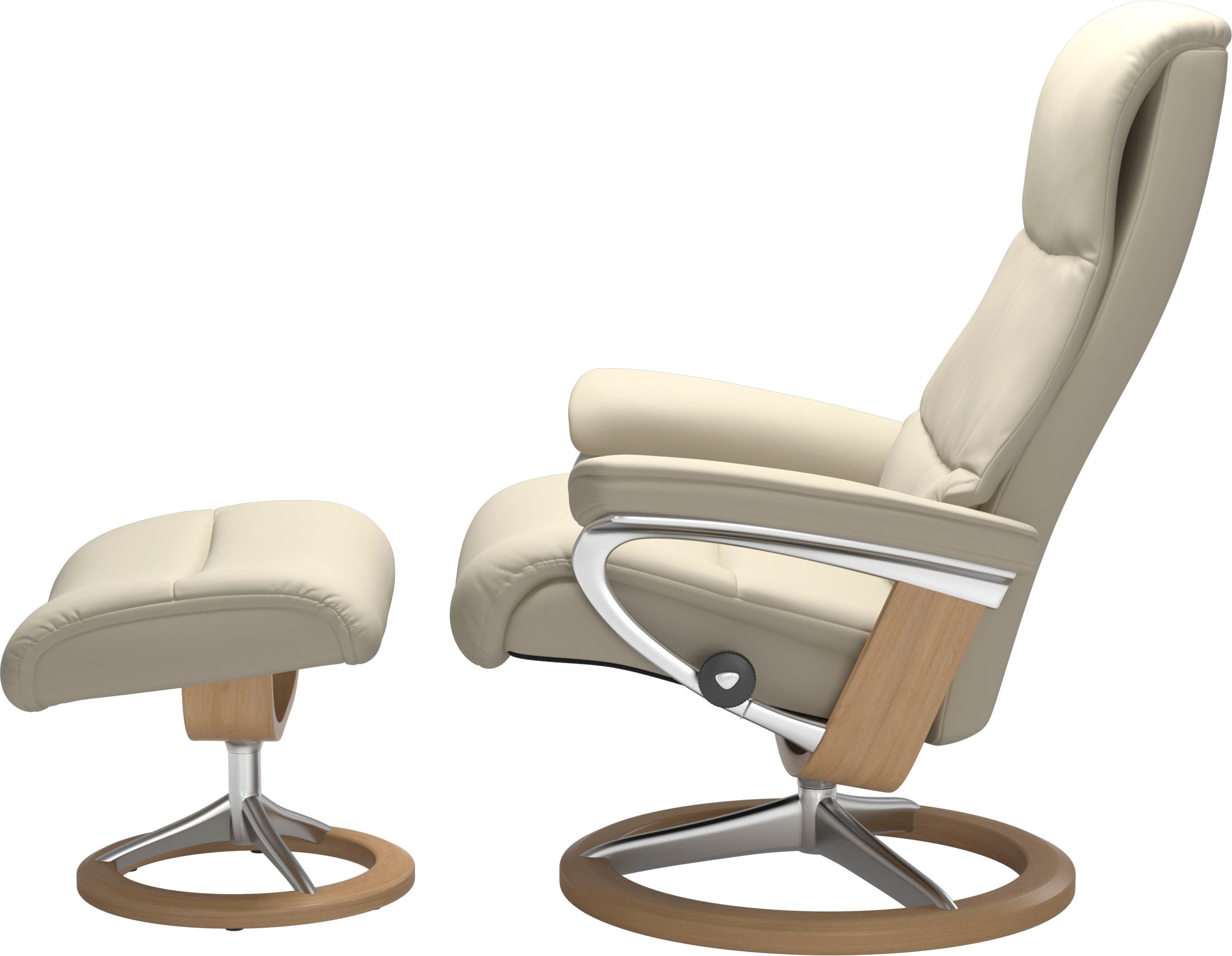 Stressless® Relaxsessel »View«, (Set, Relaxsessel mit Hocker), mit Signature Base, Größe M,Gestell Eiche