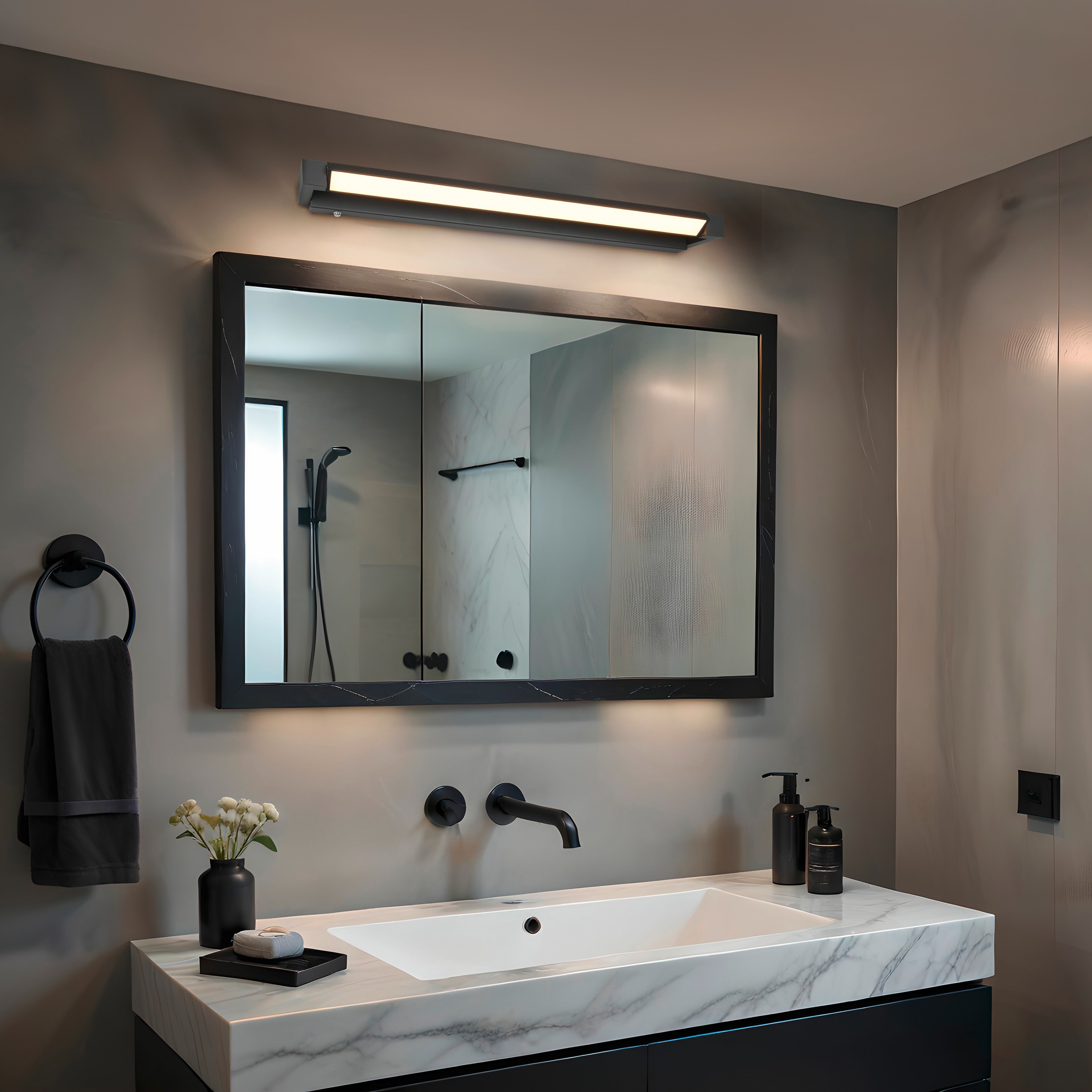 TRIO Leuchten LED Wandleuchte »FABRIZIO, Badezimmer Wandleuchte LED 15,5W 1700 Lumen Touchdimmer« LED-Board 1 Stk. warmweiß - kaltweiß Lichtaustritt schwenkbar, Lichtfarbe einstellbar 2300-3000-4000K