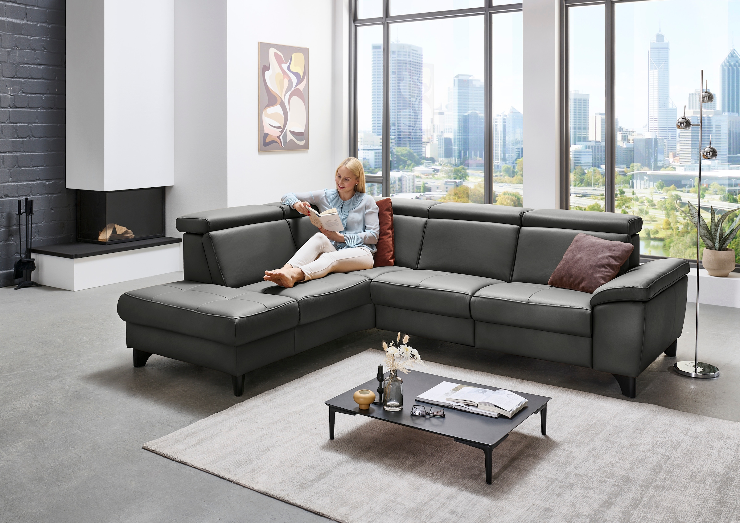 Die PlanBar Ecksofa »PN-EM23166 L-Form«, optional mit Kopfteilverstellung und Stauraum
