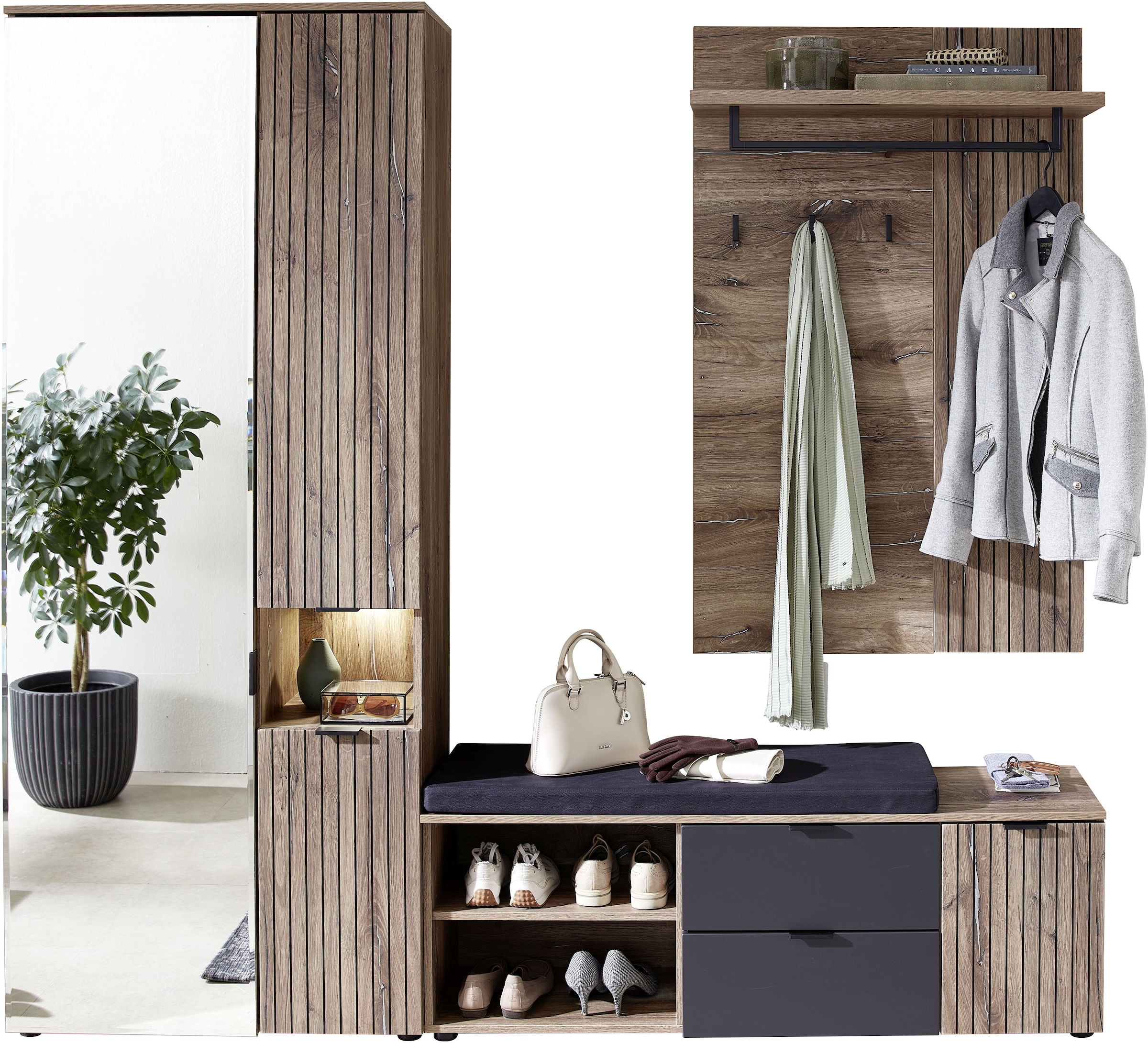 Innostyle Garderoben-Set »LINEA Garderoben Set,besteht aus 3 Typen, 216x204x38cm (B/H/T)«, (3 St.)