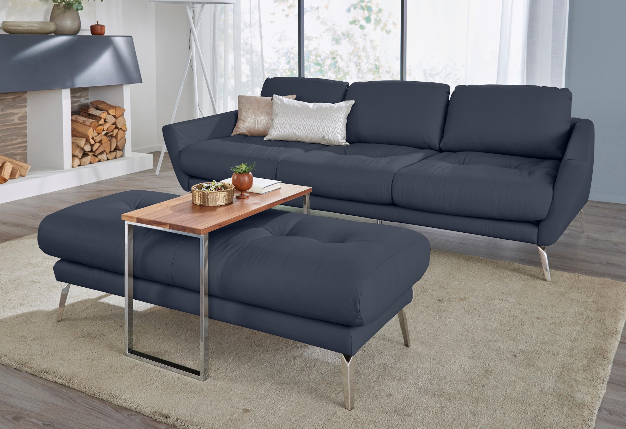 W.SCHILLIG Big-Sofa »softy«, mit dekorativer Heftung im Sitz, Füße Chrom glänzend