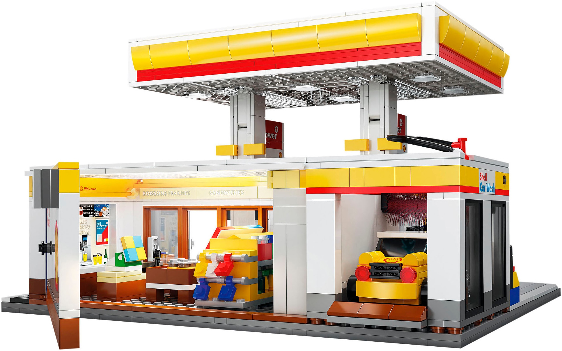 Jamara Konstruktions-Spielset »CaDA, Bricks, Shell Tankstelle mit Shop und Waschanlage (402857)« mit LED Licht