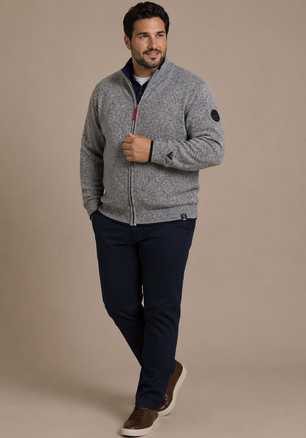 Man's World Plus Strickjacke »auch in Grosse Größen bis Gr. 7XL« Regular Fit, melierte Optik, mit Stehkragen, mit Reißverschluss