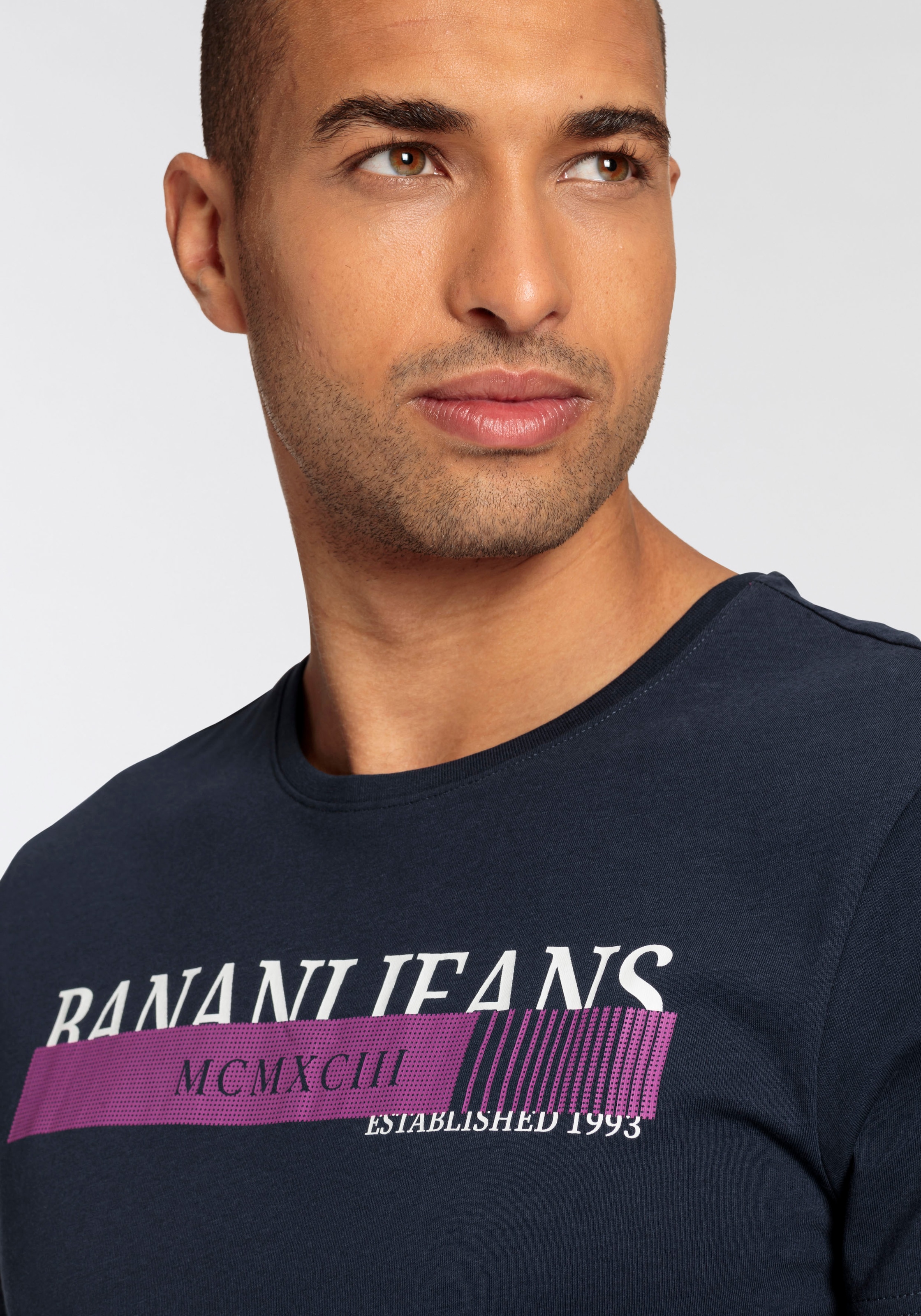 Bruno Banani T-Shirt, kurze Ärmel, schmale Passform, bedruckt, Rundhalsausschnitt