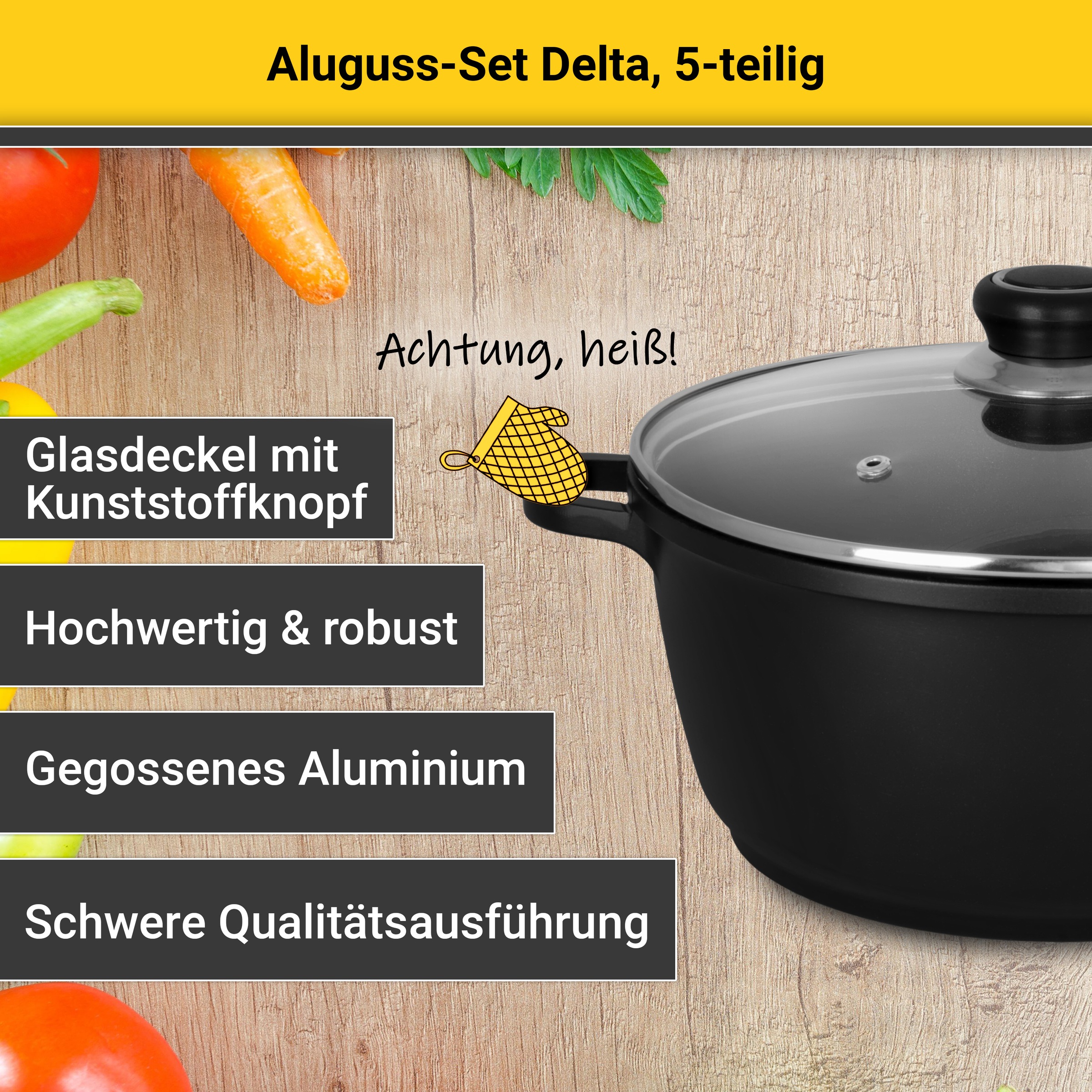 Krüger Topf-Set »Delta« Set, 7 Stk. tlg. Aluminiumguss günstig online kaufen