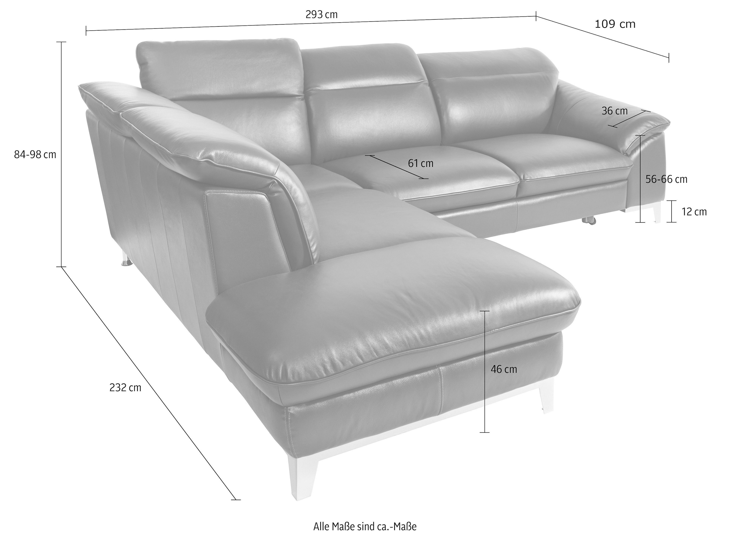 COTTA Polstergarnitur »Teresa L-Form«, (Set), Set bestehend aus: Ecksofa mit Kopfteilverstellung & Hocker