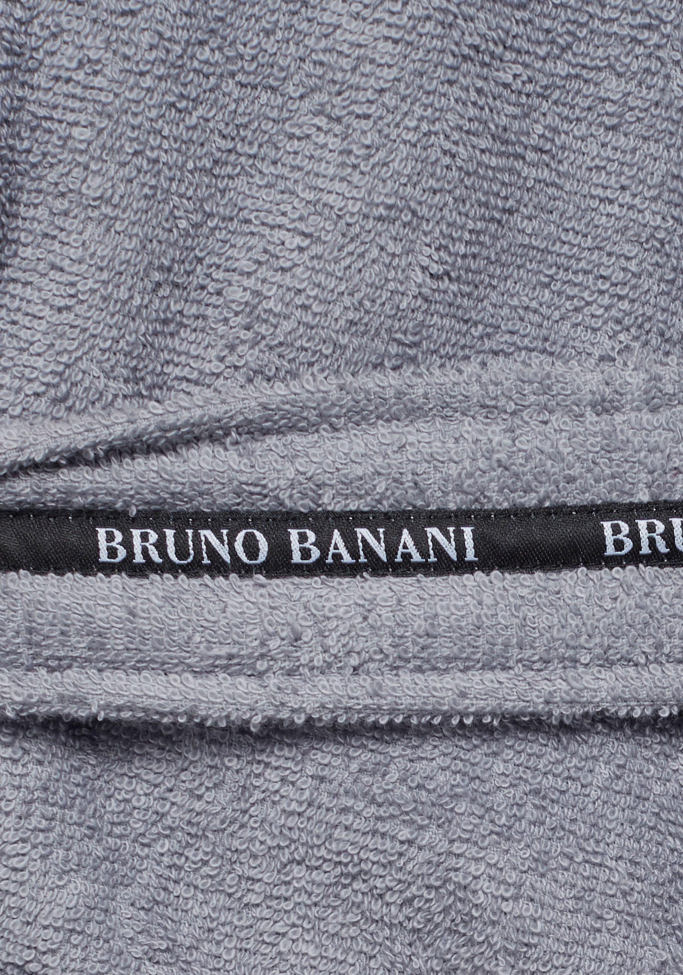 Bruno Banani Herrenbademantel »»Danny« Normallänge & Überlänge, auch in extra lang, Hotelbademantel«, (1 St.), mit Logostreifen, Herren Bademantel aus 100% Baumwolle, S-4XL