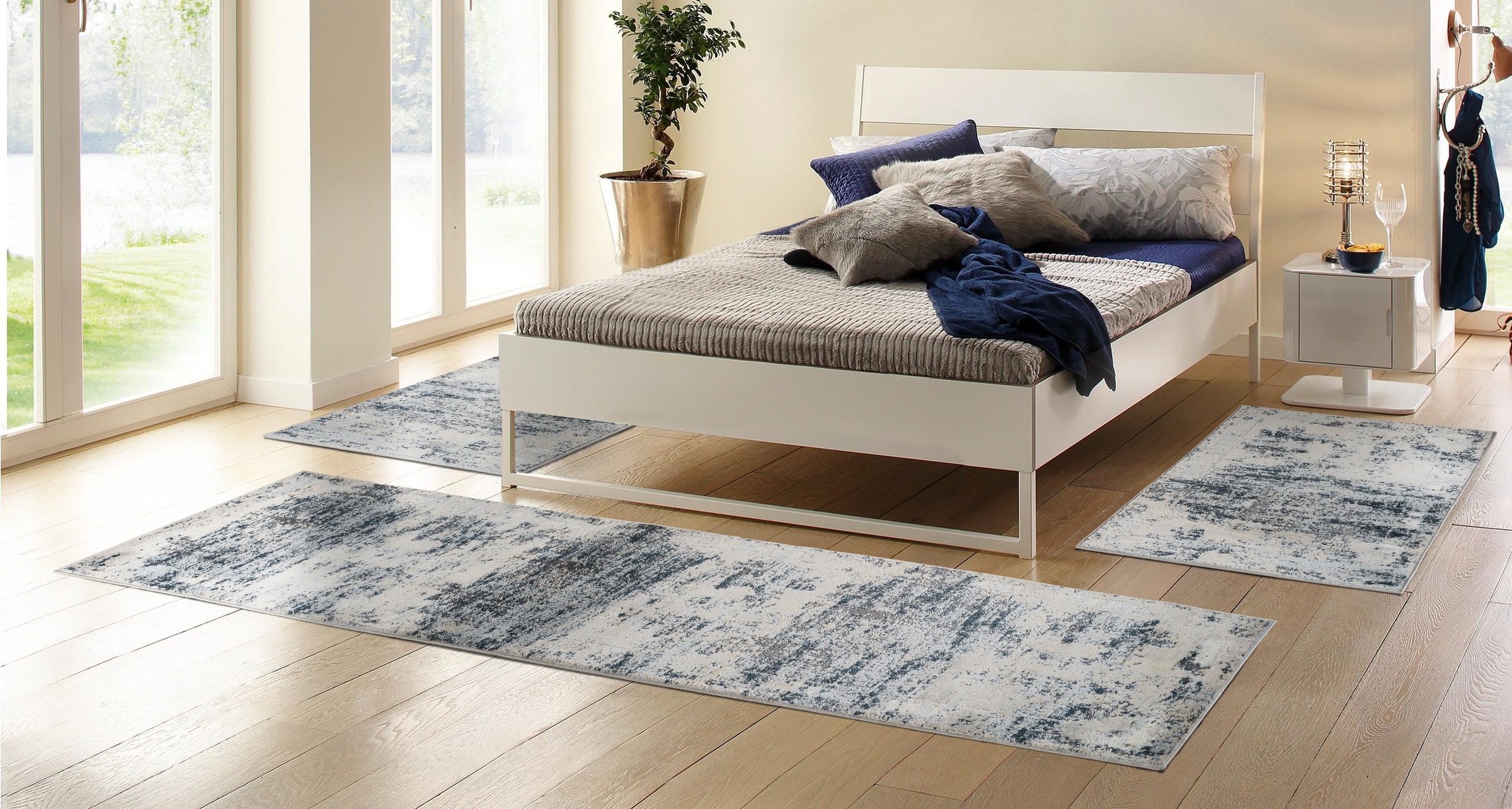 my home Bettumrandung »Hamsa«, (3 tlg.), dezenter Glanz, Schrumpf-Garn-Effe günstig online kaufen