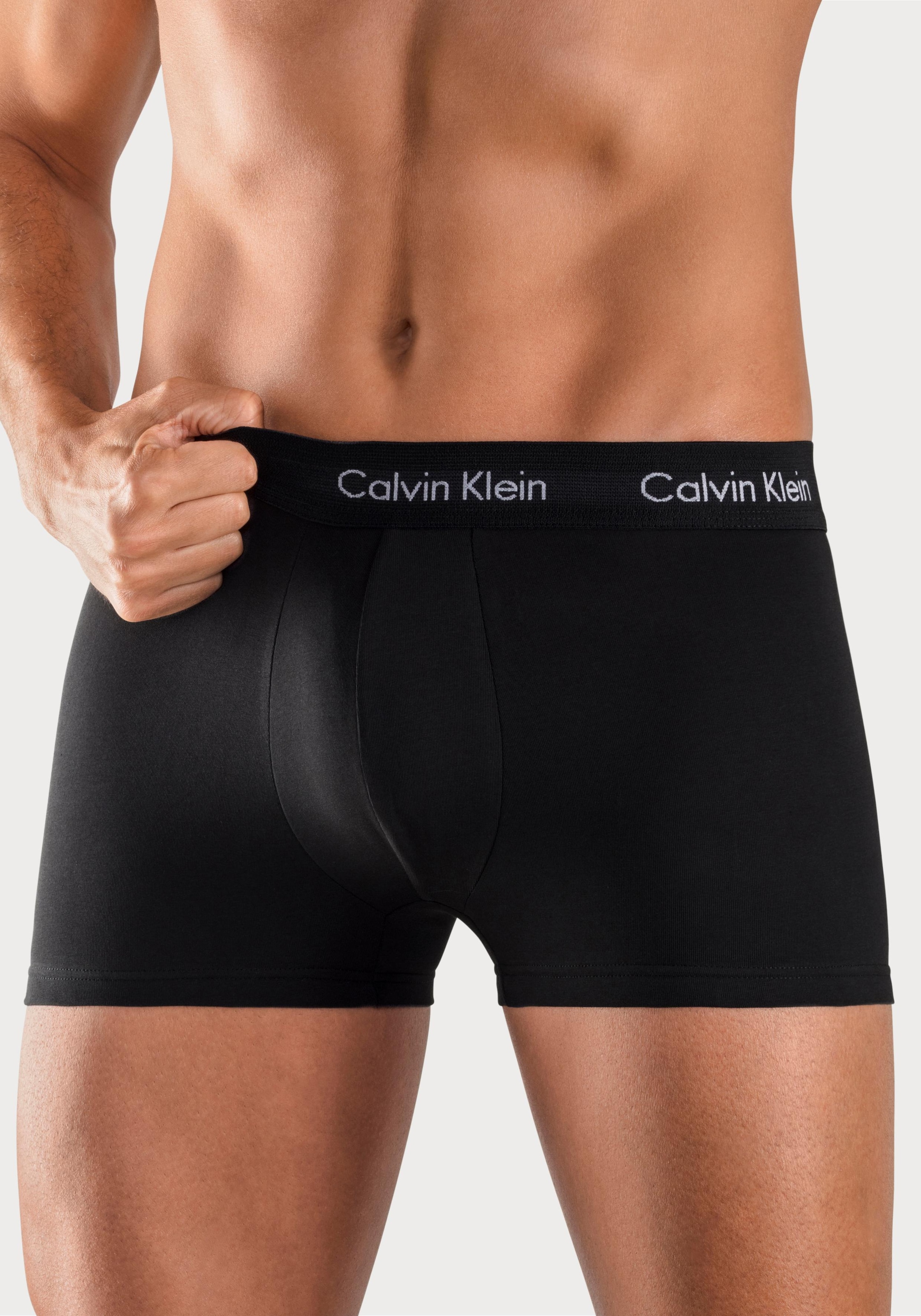 Calvin Klein Underwear Trunk, (3 St.), in blautönen mit Logo-Elastikbund