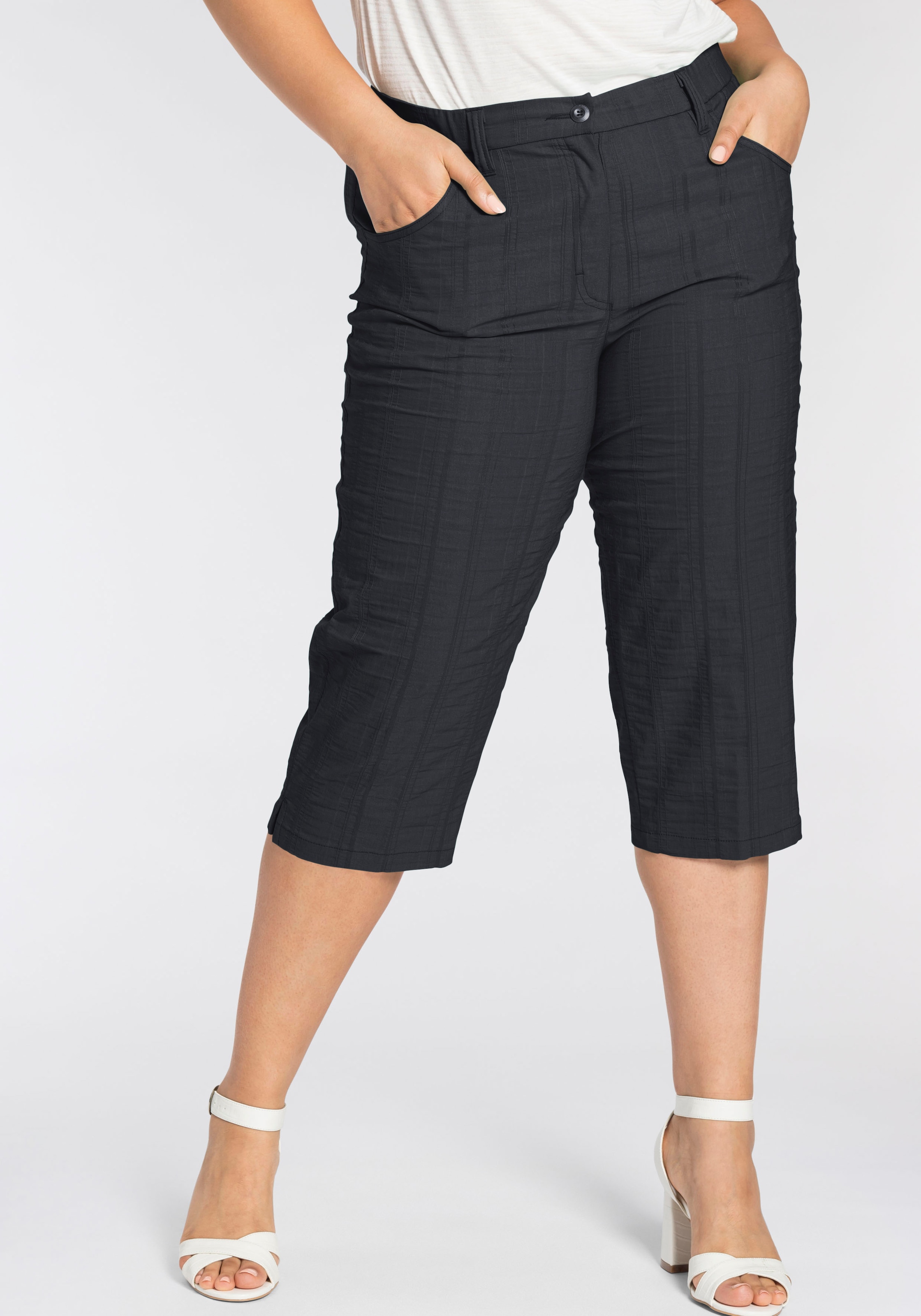 KjBRAND Caprihose »Babsie: bequemer Oberschenkel«  Sommerhose mit Strukturmuster