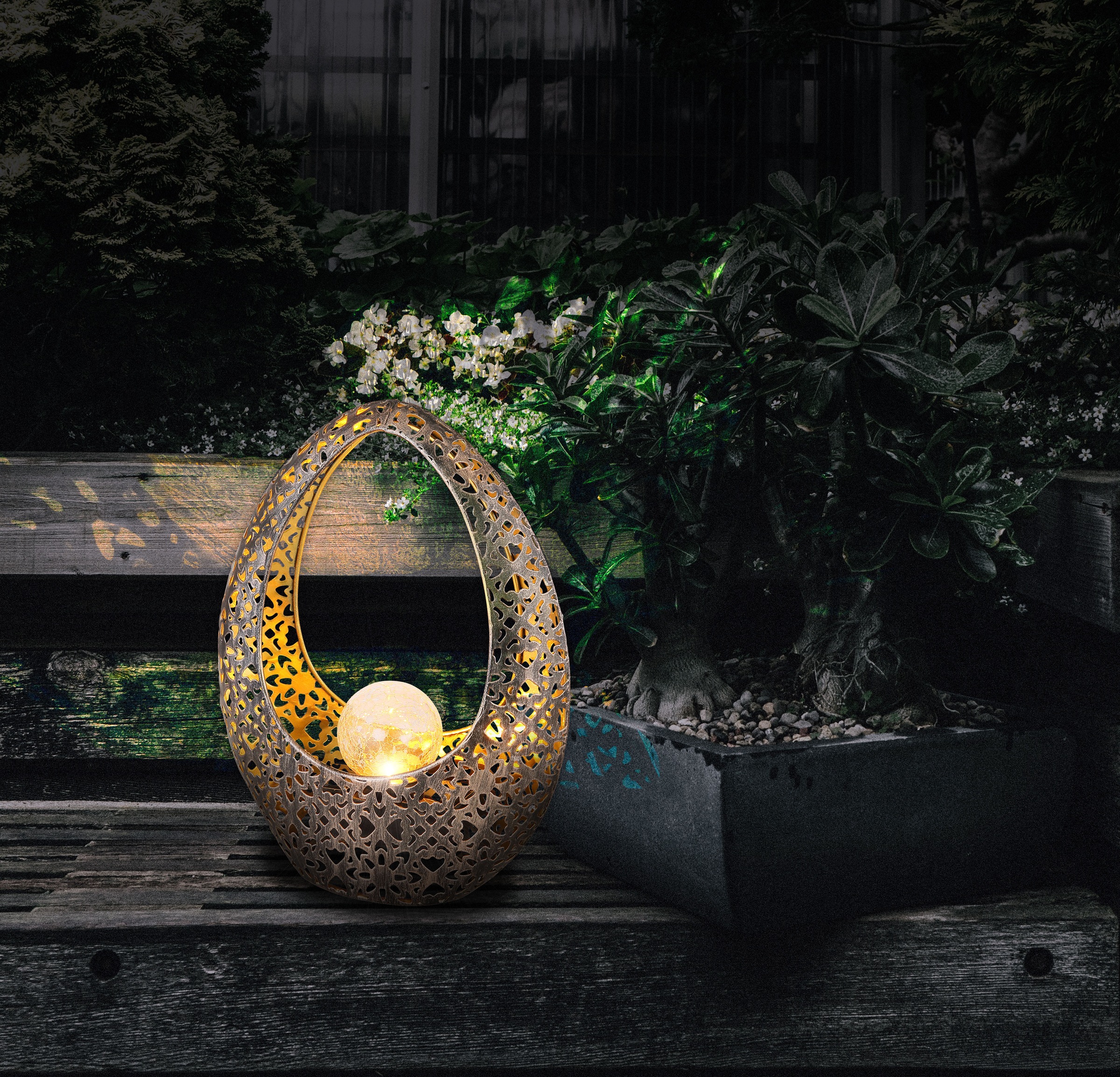 GLOBO LIGHTING LED Solarleuchte »SOLARLEUCHTE METALL BRONZEFARBEN, 1XLED« L günstig online kaufen