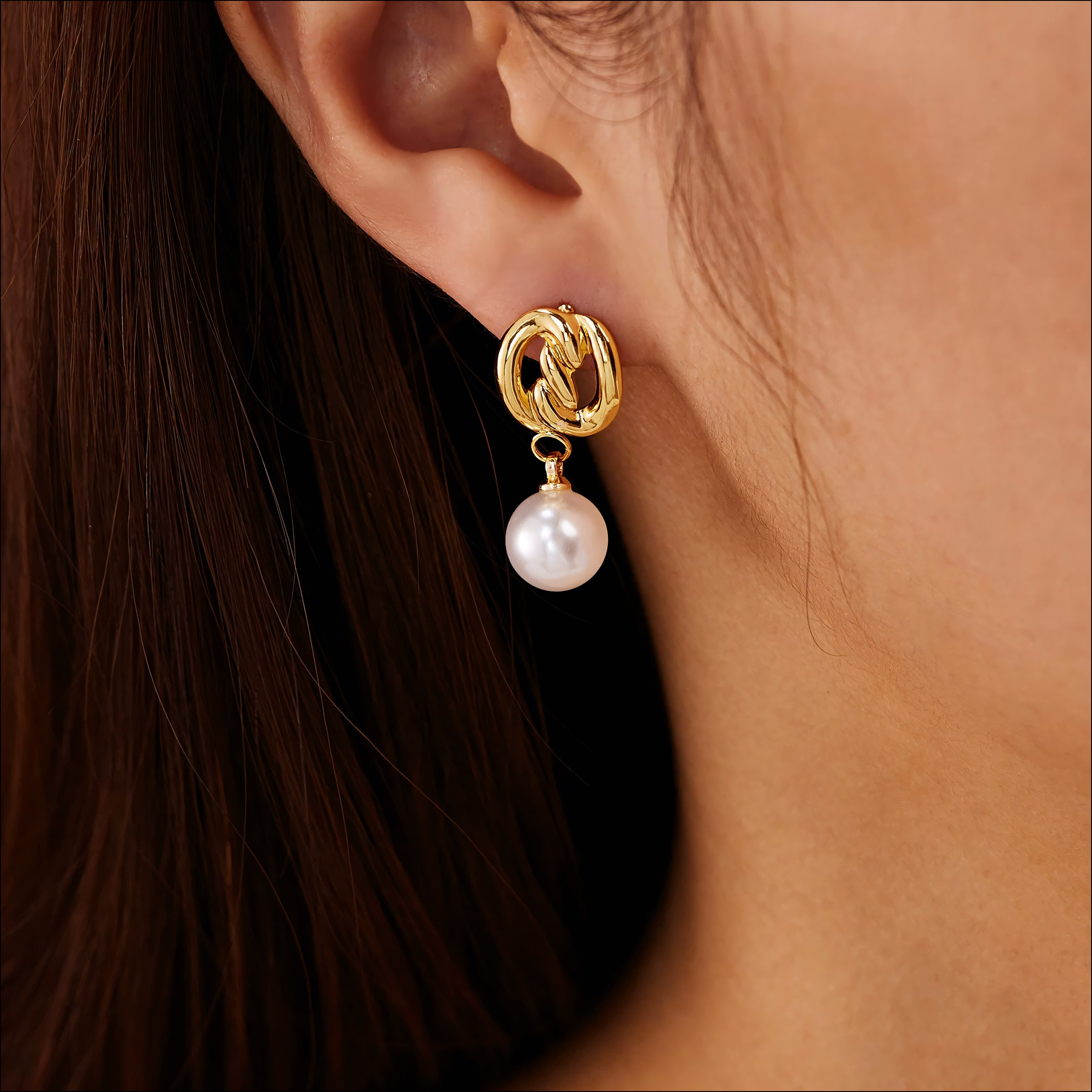 Firetti Paar Ohrstecker »Schmuck Geschenk Edelstahl Ohrschmuck Ohrringe Knoten« mit Perle (synth.)