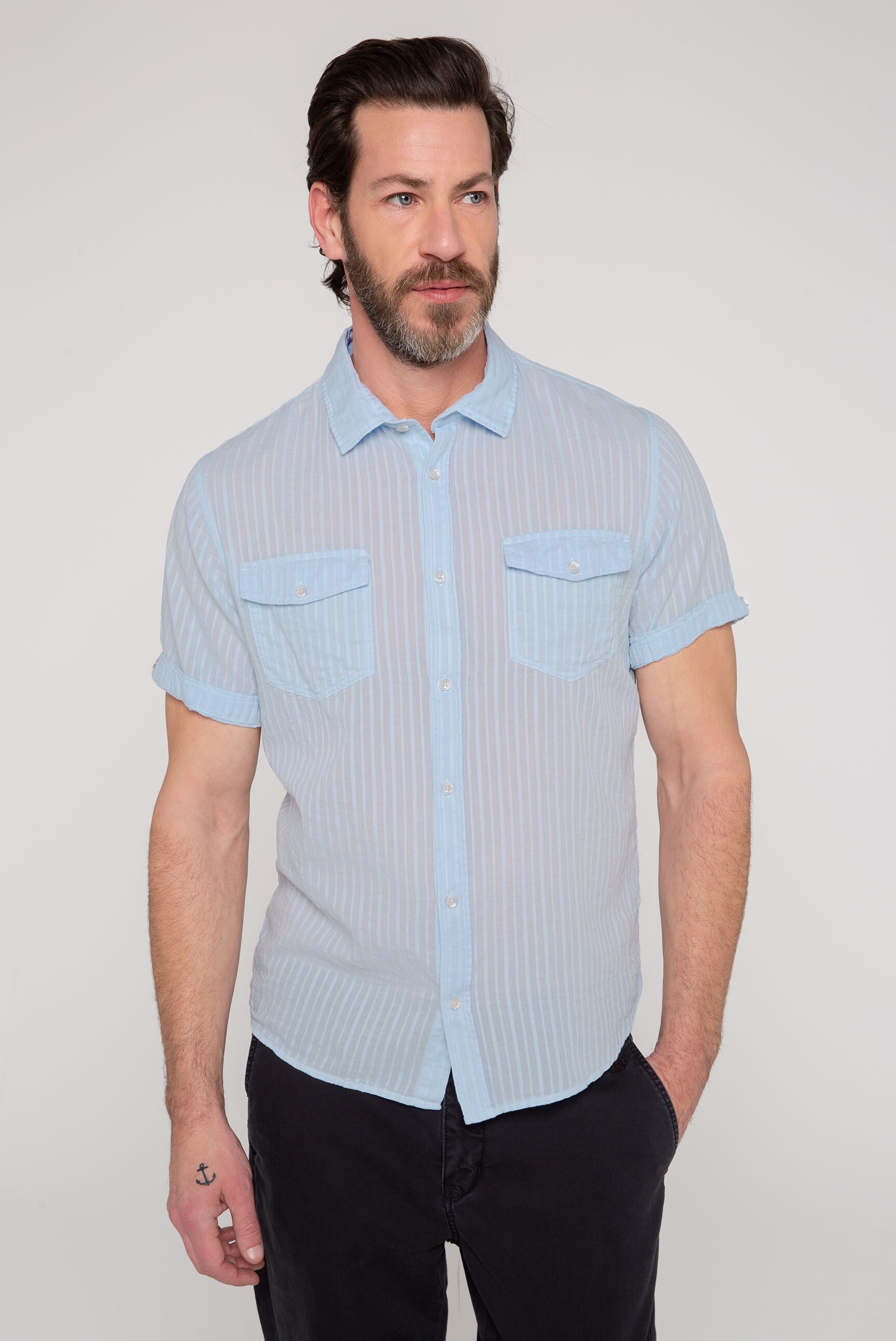 Bio-Baumwolle online DAVID CAMP bestellen Kurzarmhemd, aus