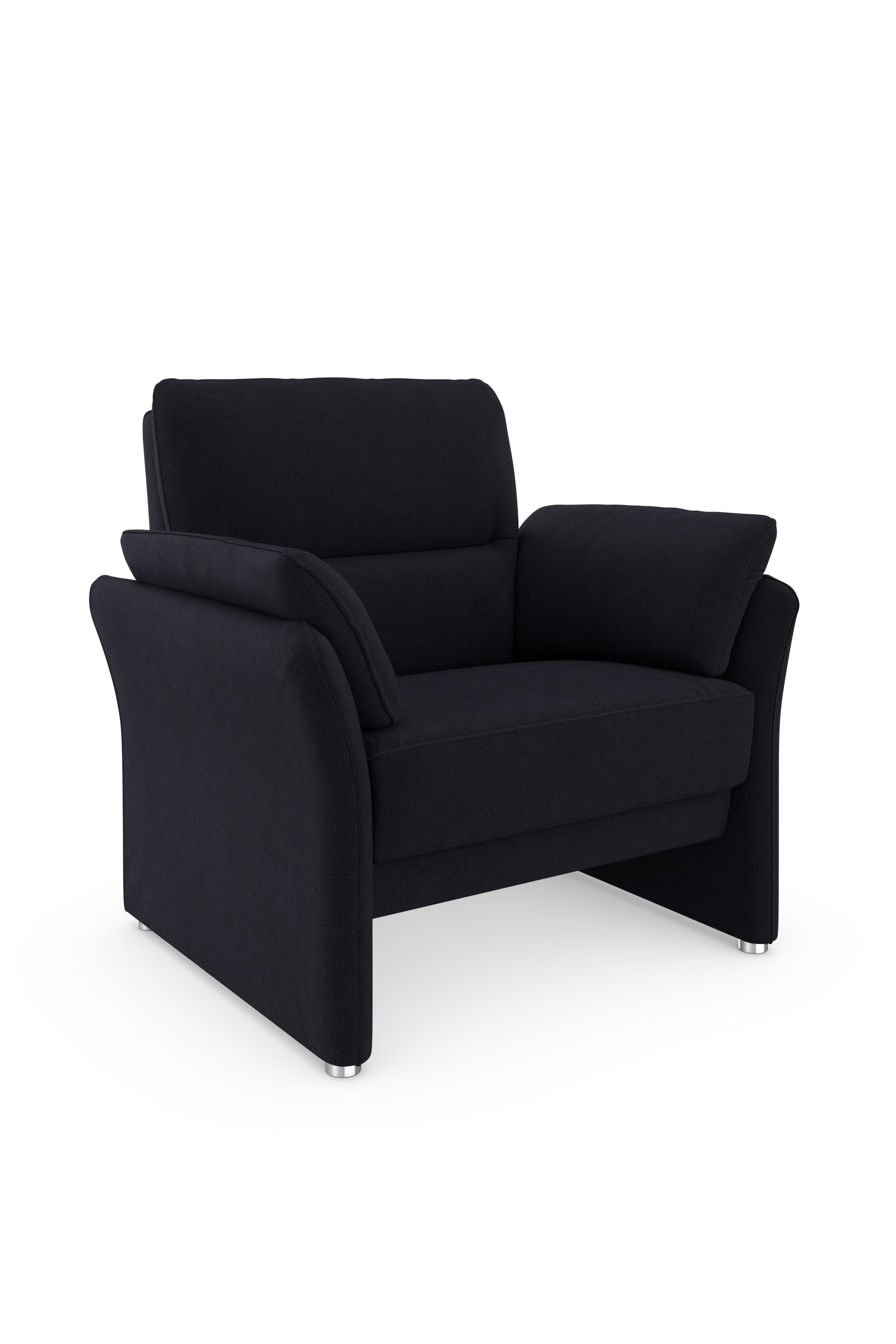 DOMO collection Sessel »Pina elegant und zeitloser Clubsessel, bequemer Cocktailsessel«, Hoher Sitzkomfort, Microfaser hochflorig, dunkelblau