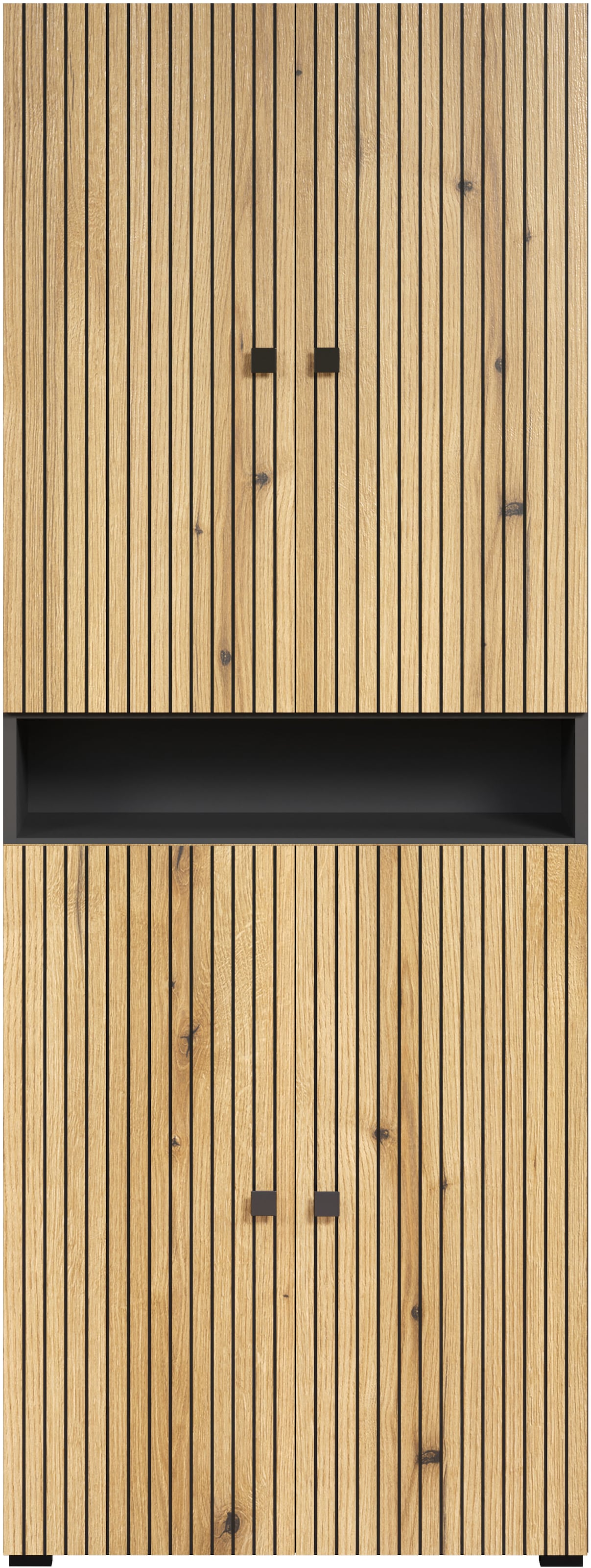 welltime Hochschrank »Amrum«, Breite 40cm, geräumiger Hochschrank Eiche Rillenoptik Badschrank
