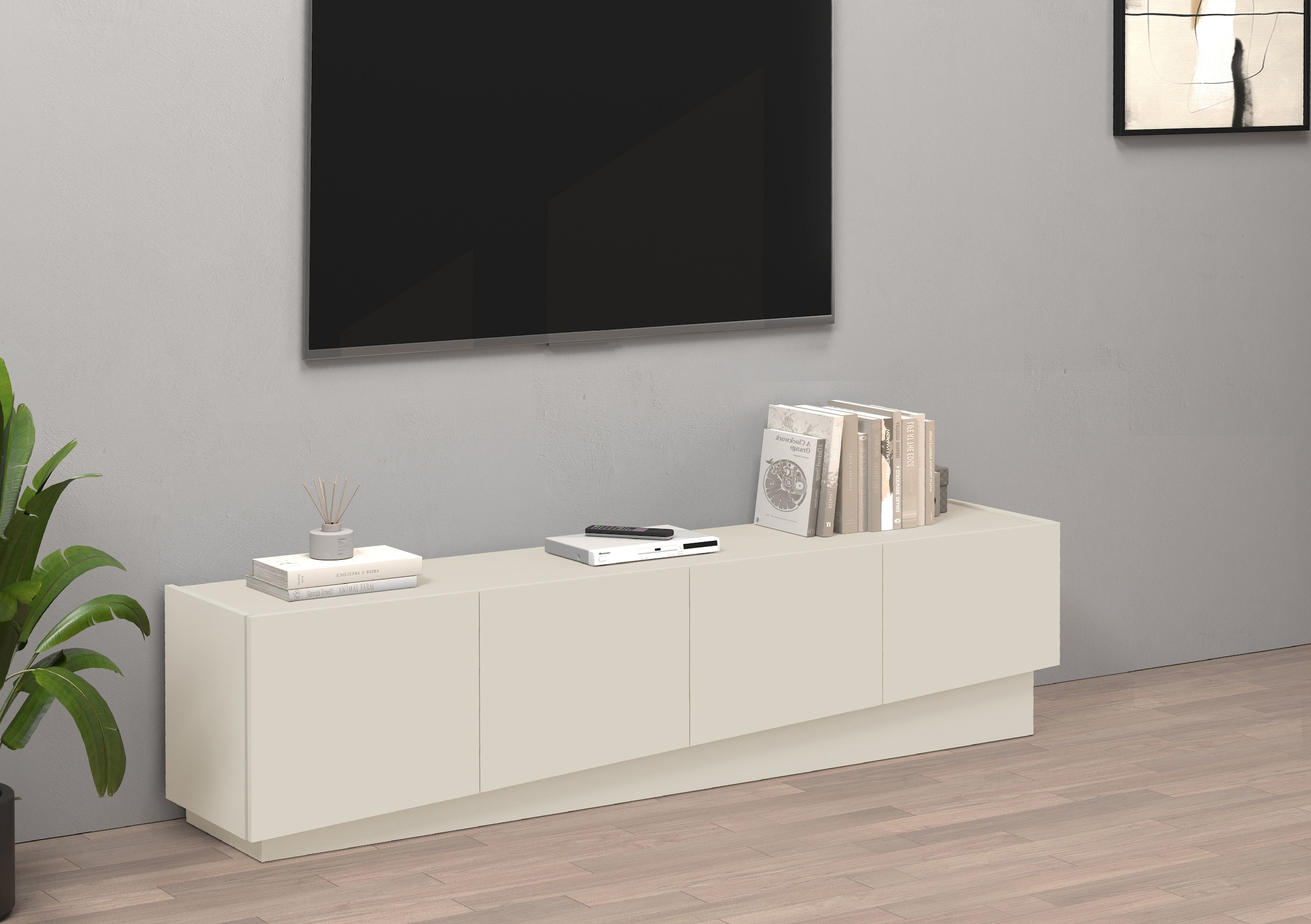 INOSIGN Lowboard »VELA, Lowboard, Breite 180 cm, Design mit schrägen Türen«, (1 St.), Made in Italy, Maße-B/T/H: 180x35x45, Lowboard, TV-Board, TV-Kommode