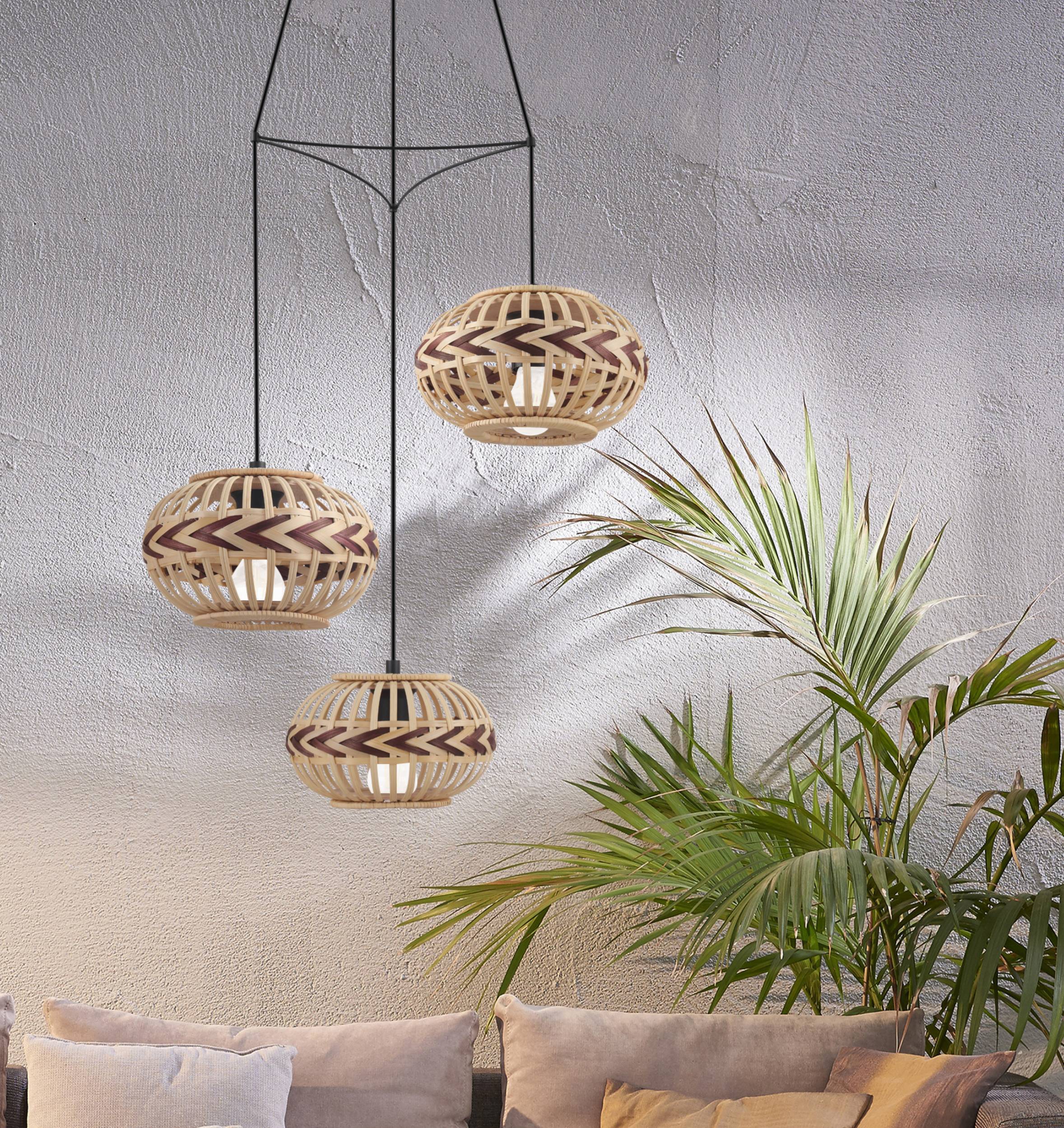 EGLO Hängeleuchte »Dondarrion« E27 Holzkorb geflochten, Natur, Braun, Vinta günstig online kaufen