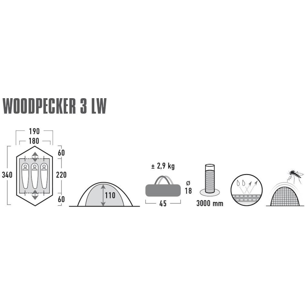 High Peak Kuppelzelt »Woodpecker 3 LW«, 3 Personen