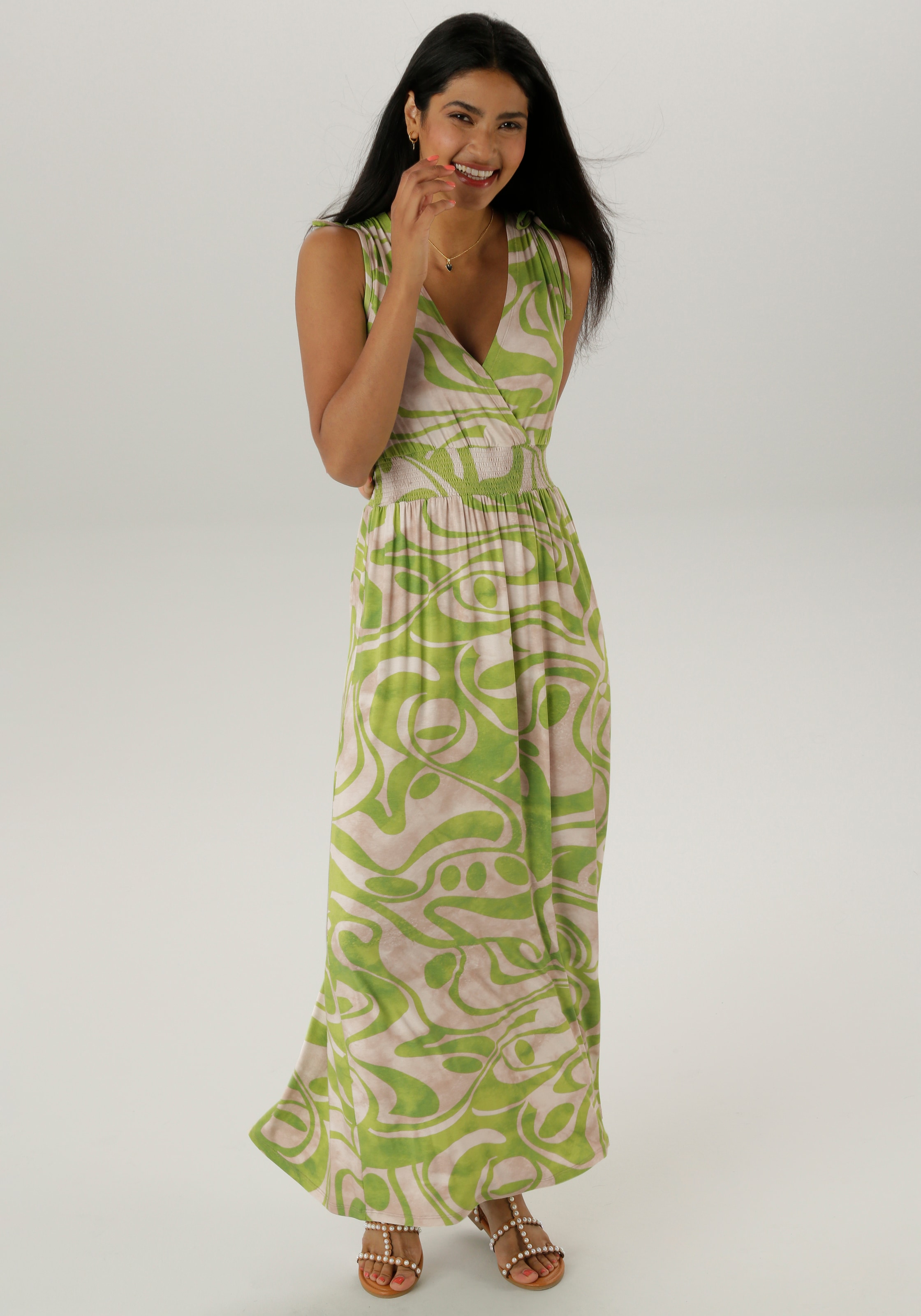 Aniston SELECTED Sommerkleid, mit breiten Trägern zum Raffen