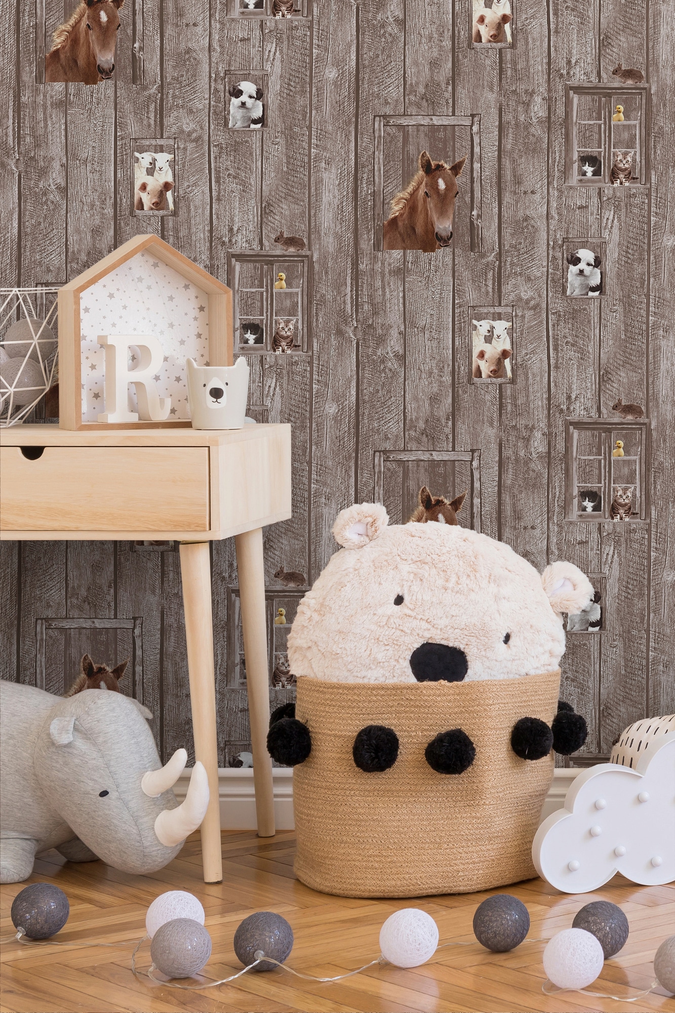 living walls Vliestapete »Little Stars«, Holz-realistisch-gestreift, Kindertapete Tapete Holzoptik Tapeten Kinderzimmer Schlafzimmer Design
