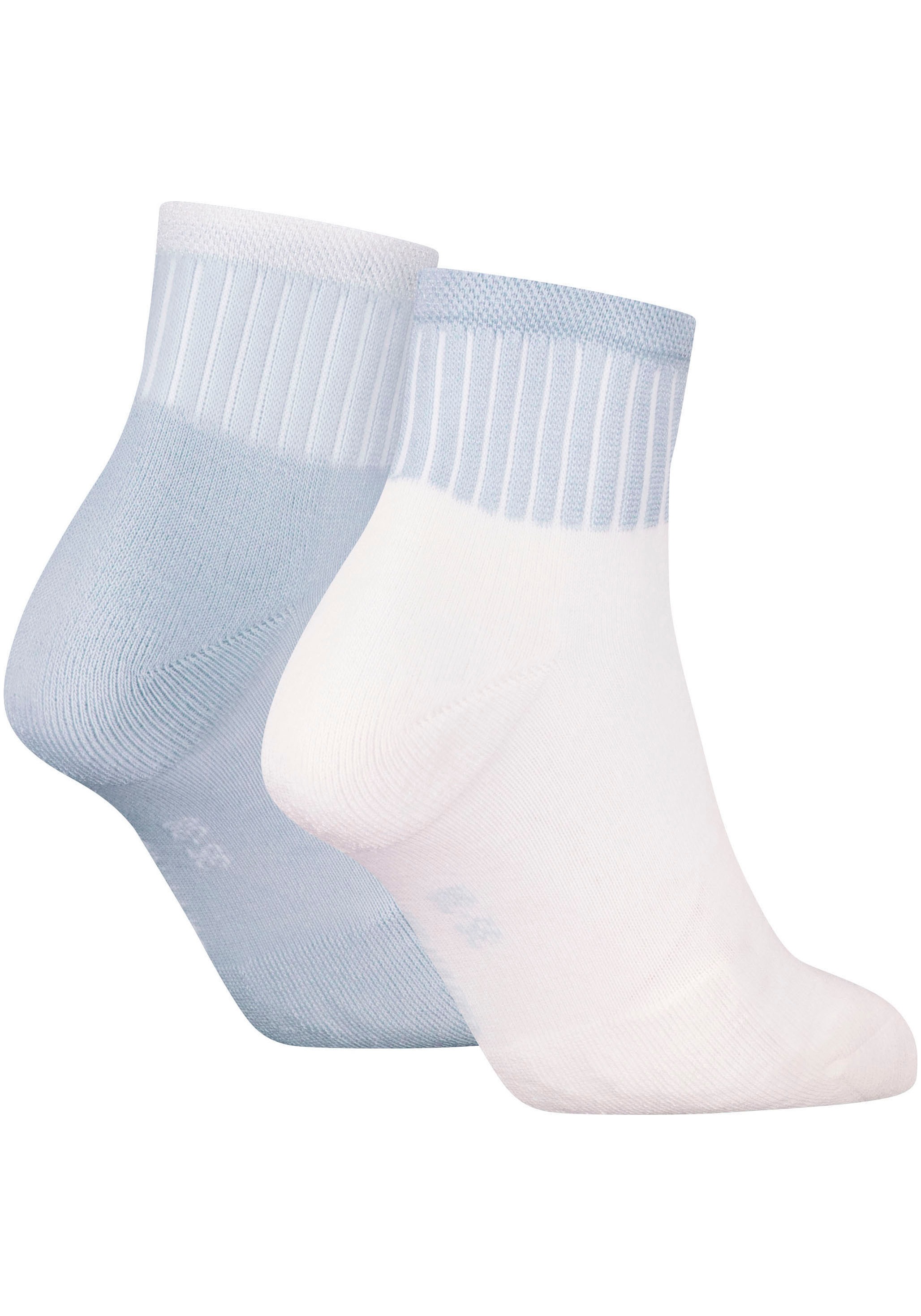 Calvin Klein Jeans Socken »CKJ WOMEN QUARTER 2P GLOSSY RIB«, (2 Paar), mit dezentem Logo-Design