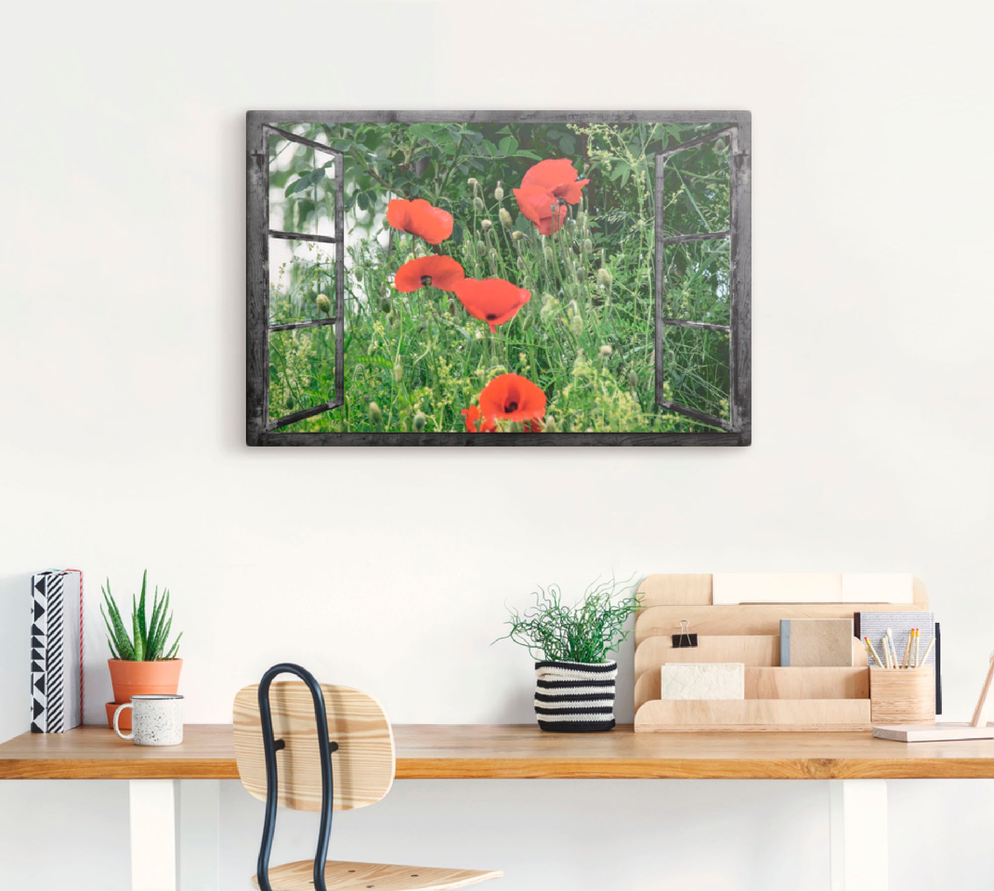 Artland Wandbild "Fensterblick - Klatschmohn", Fensterblick, (1 St.), als A günstig online kaufen