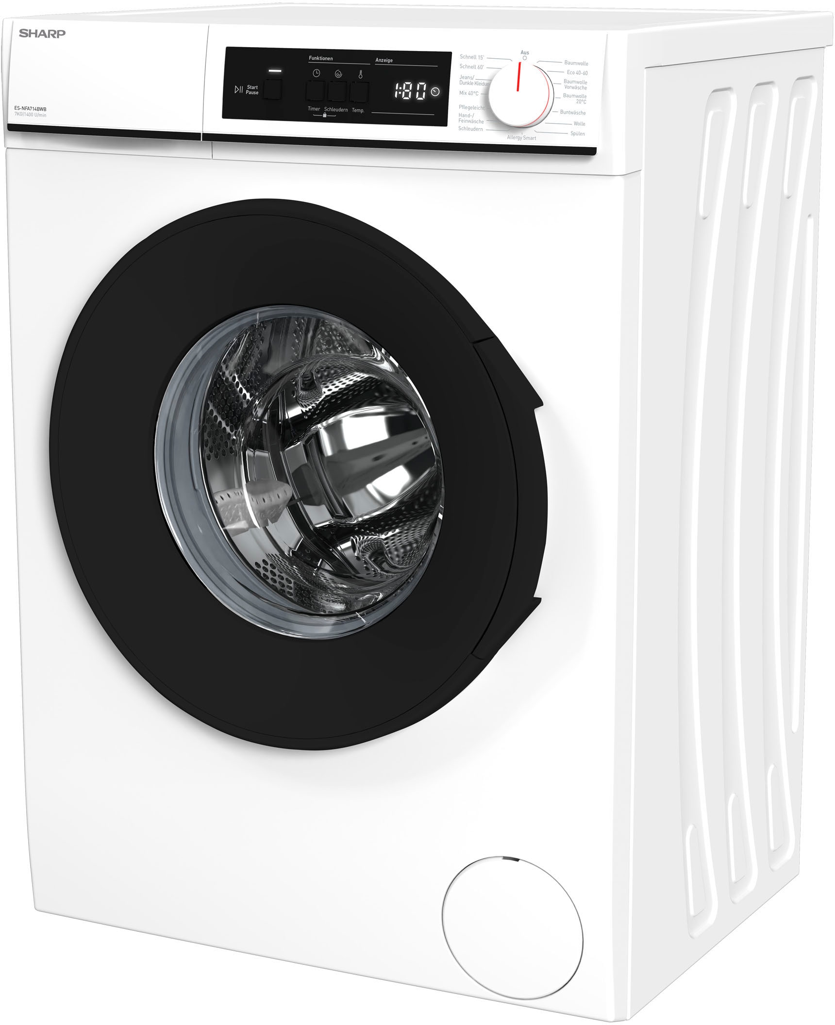 Sharp Waschmaschine »ES-NFA714BWB-DE«, 7 kg, 1400 U/min
