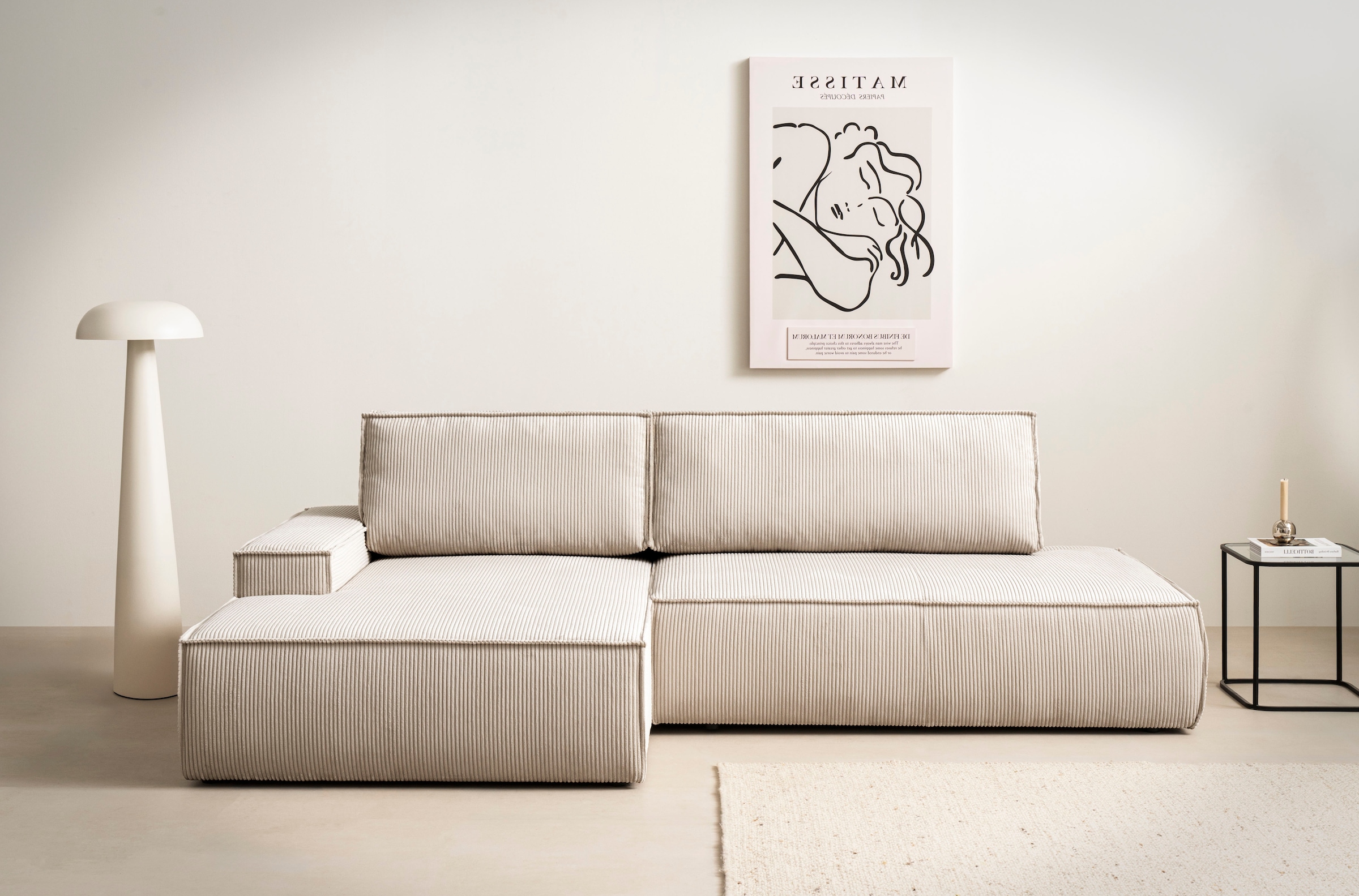 Home affaire Ecksofa »SHERWOOD, Schlafsofa in L-Form offen (275cm), Cord, L günstig online kaufen