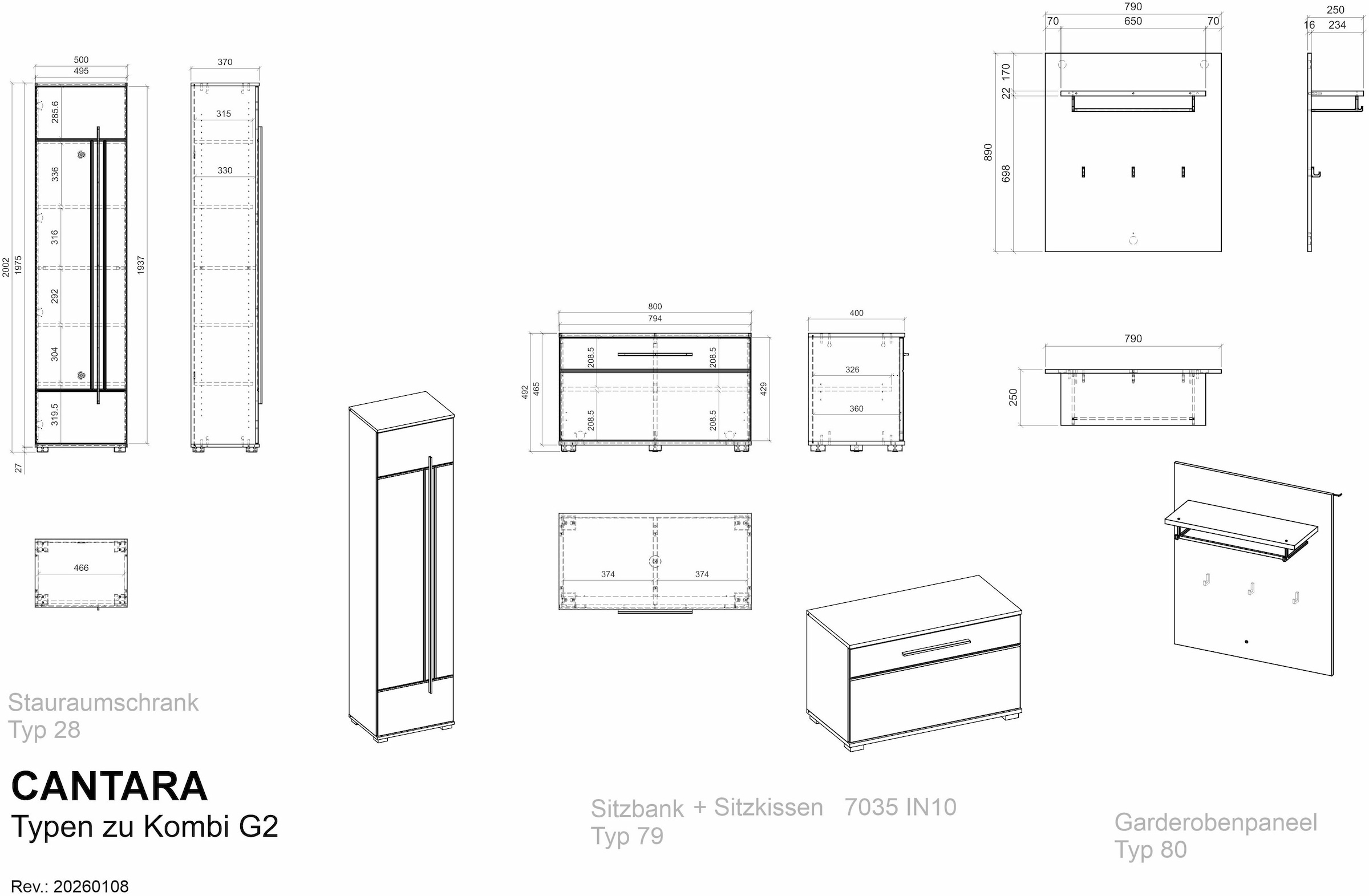 Home affaire Garderoben-Set »Cantara, moderne Garderobe, Komplettset mit viel Stauraum« Komplett-Set, 3 Stk. tlg.