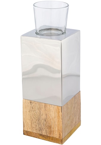 Creativ home Teelichthalter »Kerzenhalter Tower«, (1 St.), aus Holz, Edelstahl und Glas kaufen