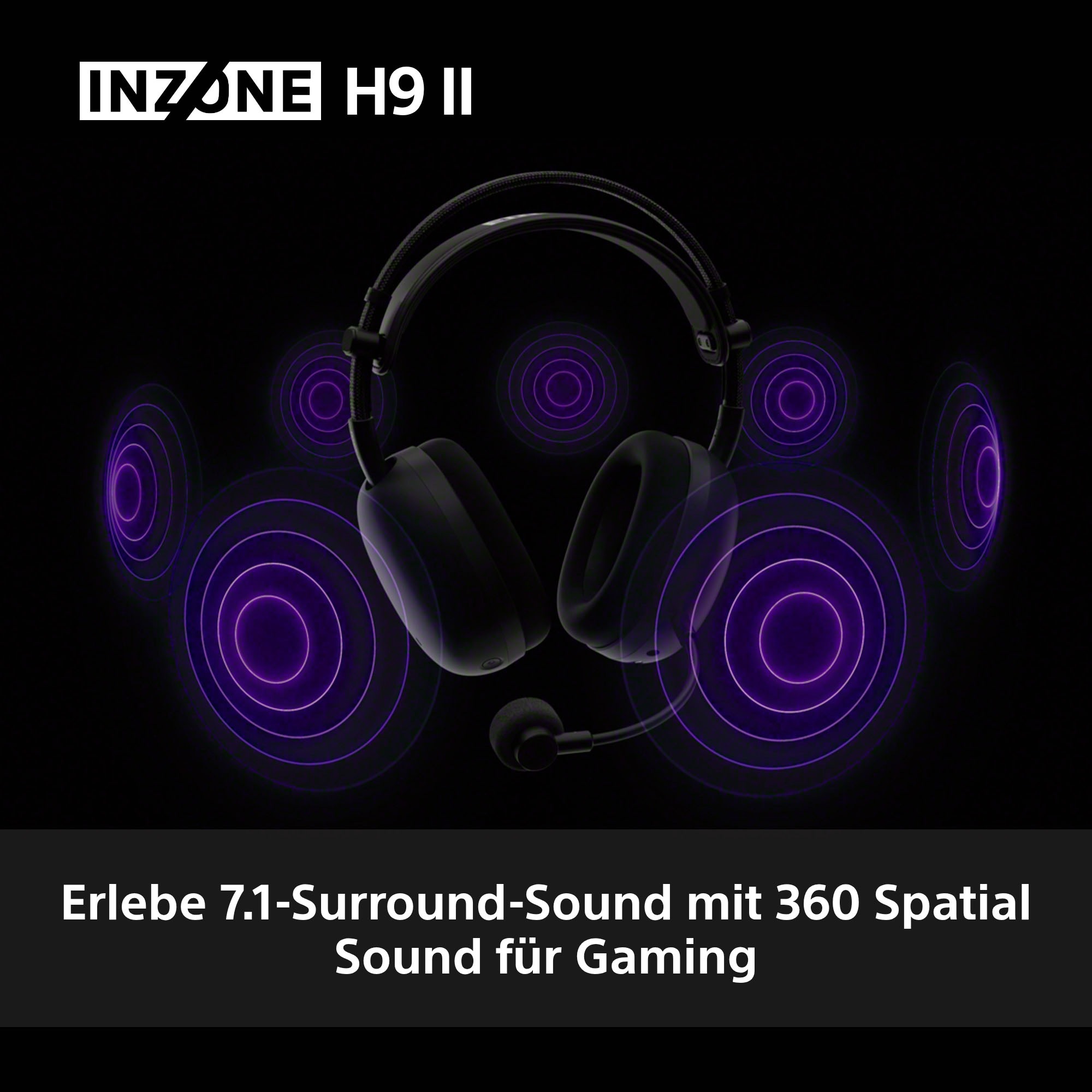 Sony Gaming-Headset »INZONE H9 II«, A2DP Bluetooth-AVRCP Bluetooth-Bluetooth-HFP-HSP, Adaptive Noise-Cancelling-Freisprechfunktion-Mikrofon abnehmbar-Rauschunterdrückung-Stummschaltung-Transparenzmodus