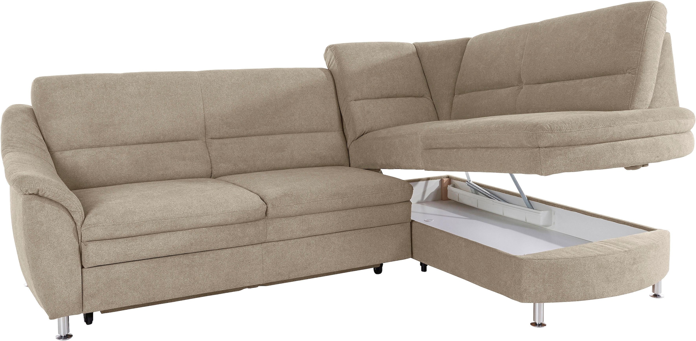 Places of Style Ecksofa »Cardoso L-Form«, Federkern, wahlweise mit Bett, Schubkasten