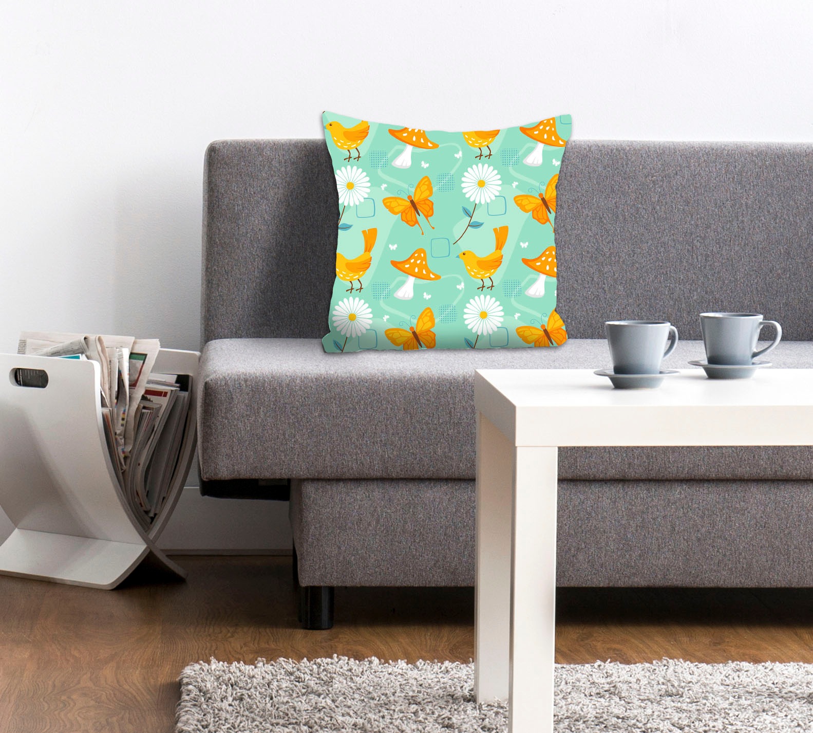 queence Dekokissen »Wilma«, Kissenhülle,Blumen,Schmetterlinge,Vögel,Türkis, günstig online kaufen