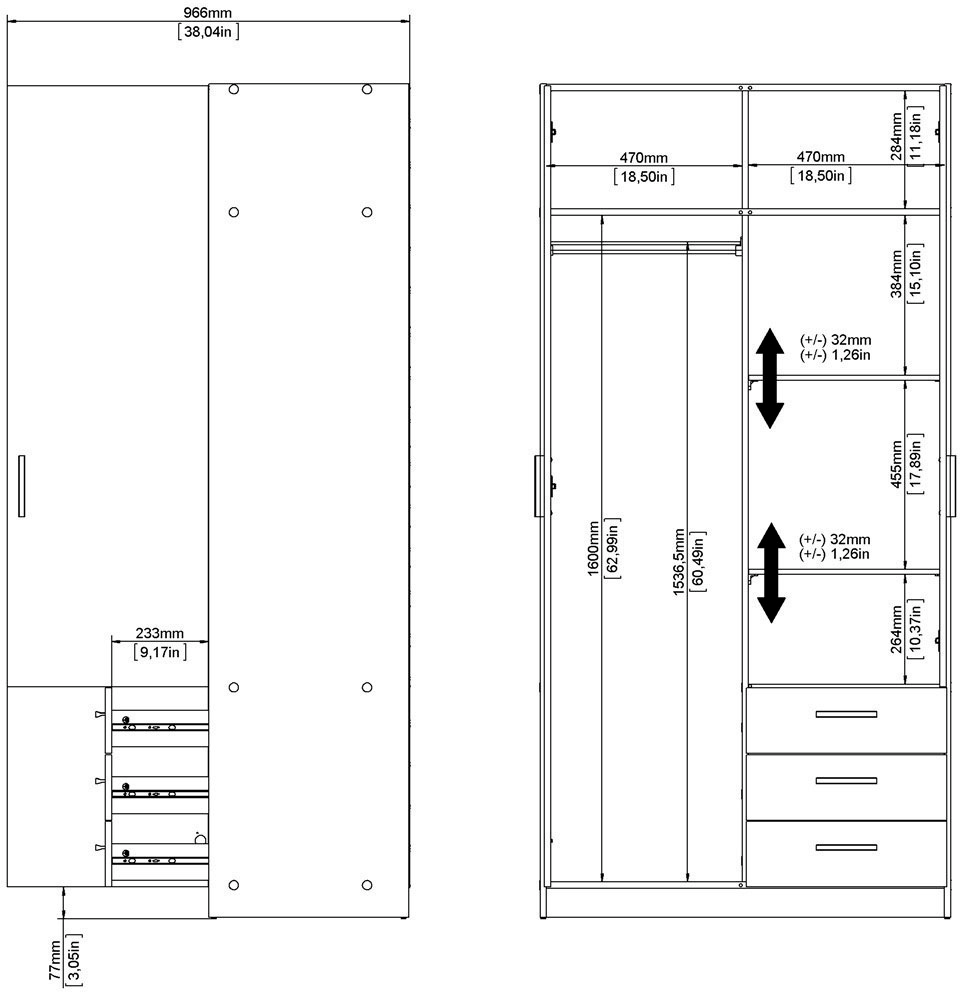 INOSIGN Kleiderschrank »Sprint Drehtürenschrank, Aufbewahrung Kasten Schrank Stauraum«, Breite 98,5/147 oder 195,5 cm, je mit Einlegeböden und Kleiderstange