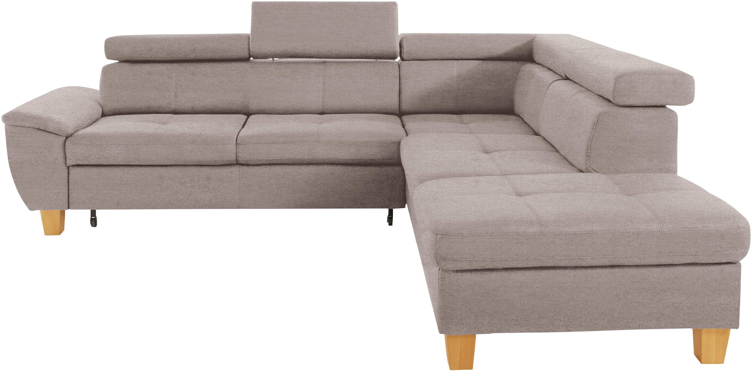 exxpo - sofa fashion Ecksofa »Enya, hoher Sitzkomfort, Breite 266cm, bequem, 12cm hohe Füße, L-Form« mit Kopfteilverstellung, wahlweise Bettfunktion u. Bettkasten