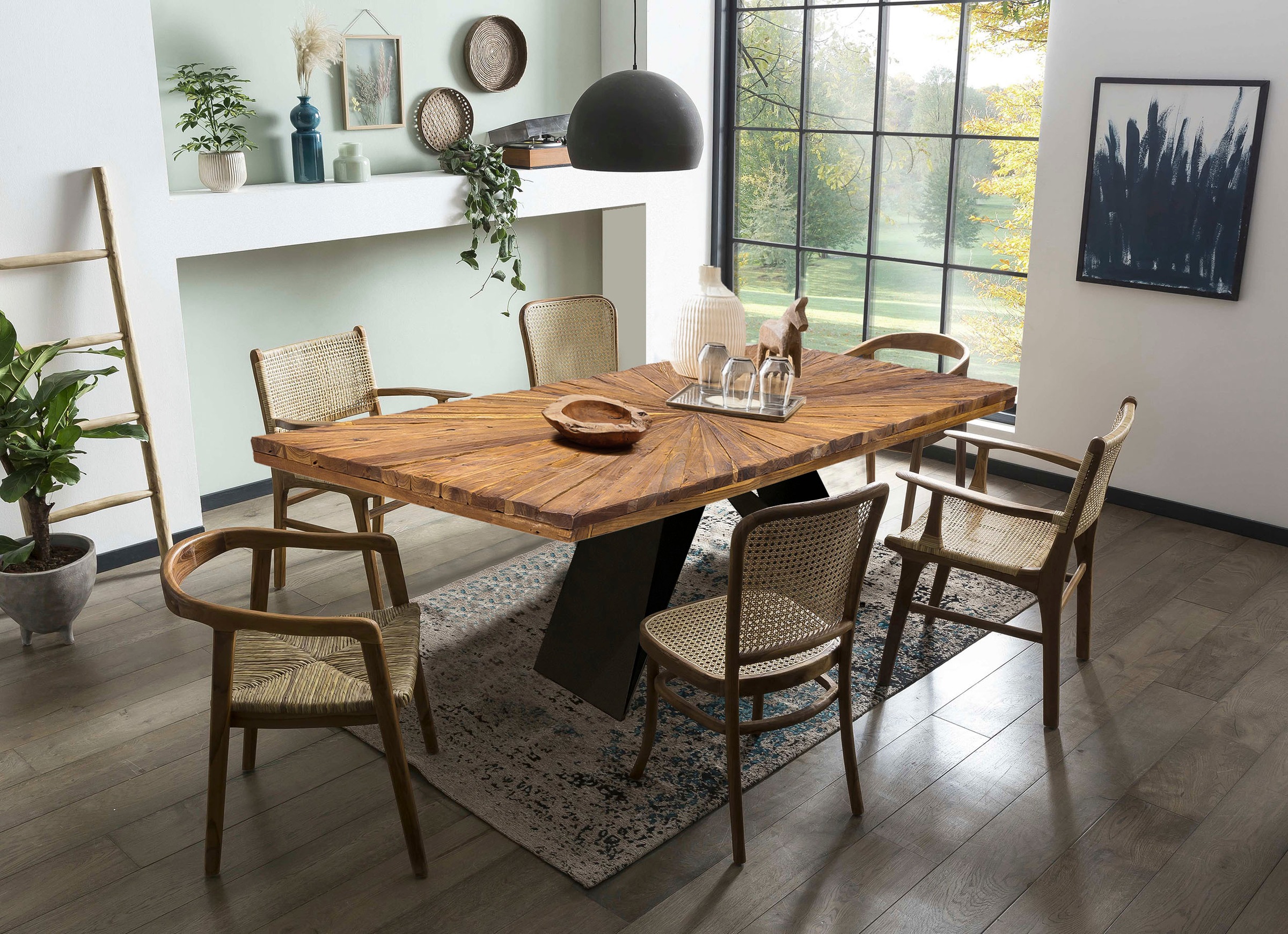 SIT Esstisch »Chur aus Teak mit 50-mm-Platte & Sonnendesign & Cross-Base-Gestell« 1 Stk. tlg. 50-mm-Teakplatte mit außergewöhnlichem Sonnendesign