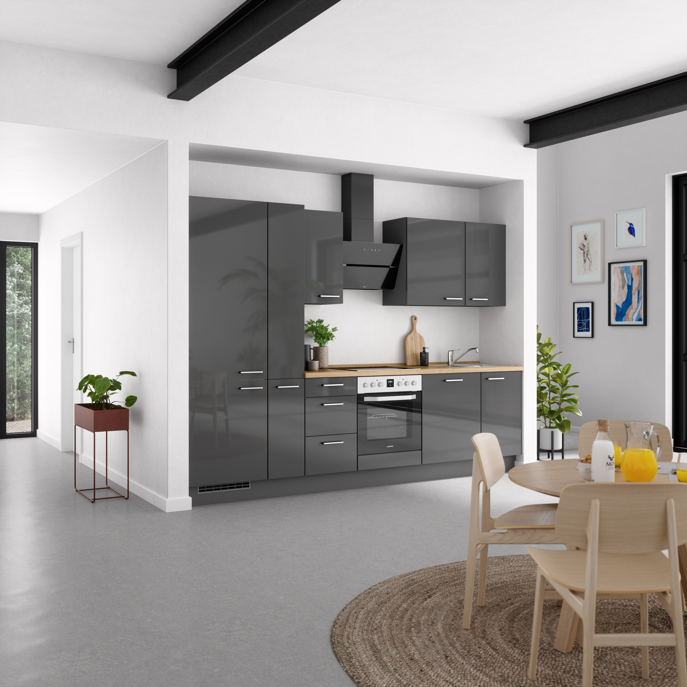 nobilia® Küchenzeile »"Flash II"«, vormontiert, Ausrichtung wählbar, Breite 300 cm, wahlw. mit E-Geräten