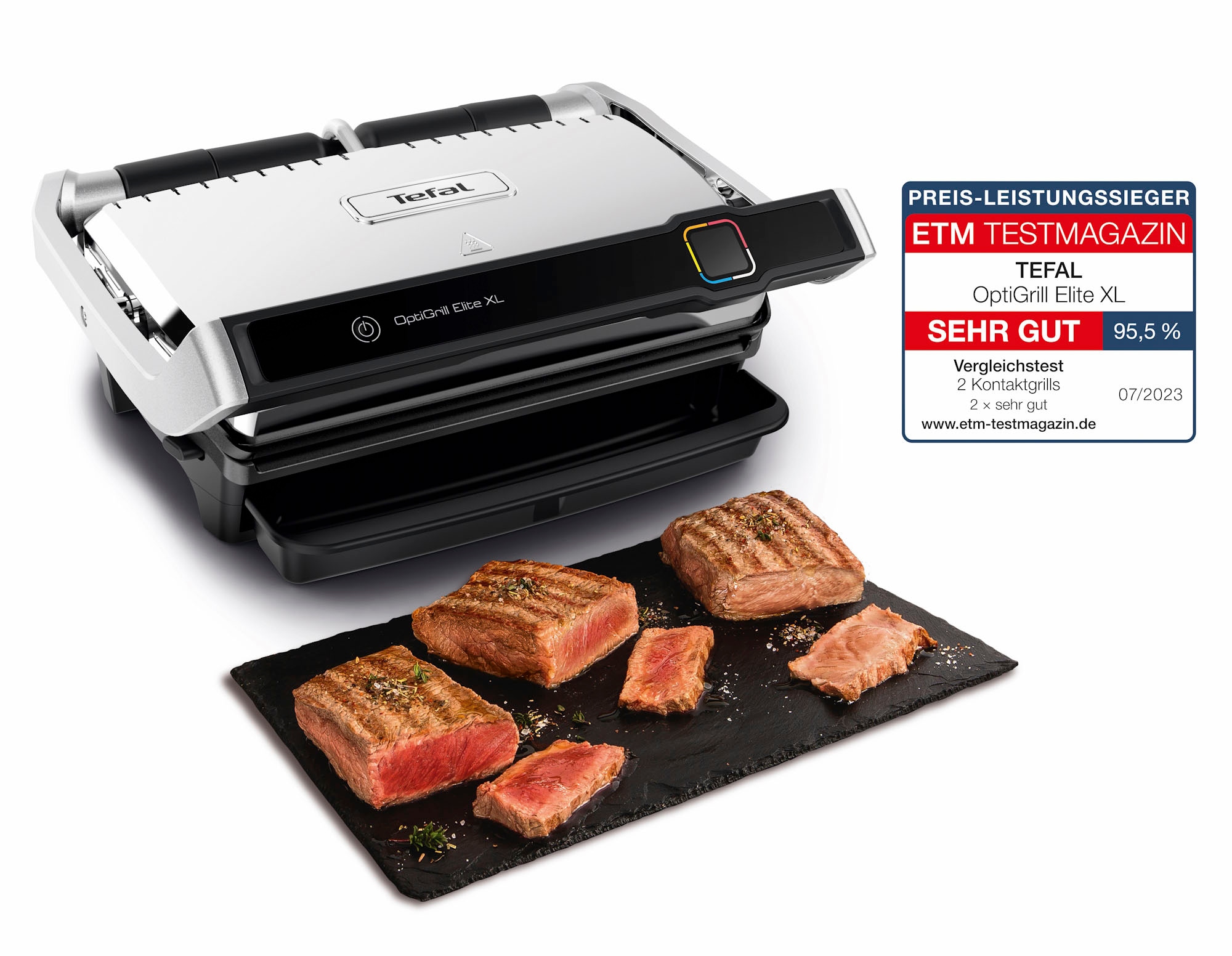 Tefal Kontaktgrill »GC760D Optigrill Elite XL«, 2200 W, Countdown zum perfekten Ergebnis, extra Grillboost für Grillstreifen