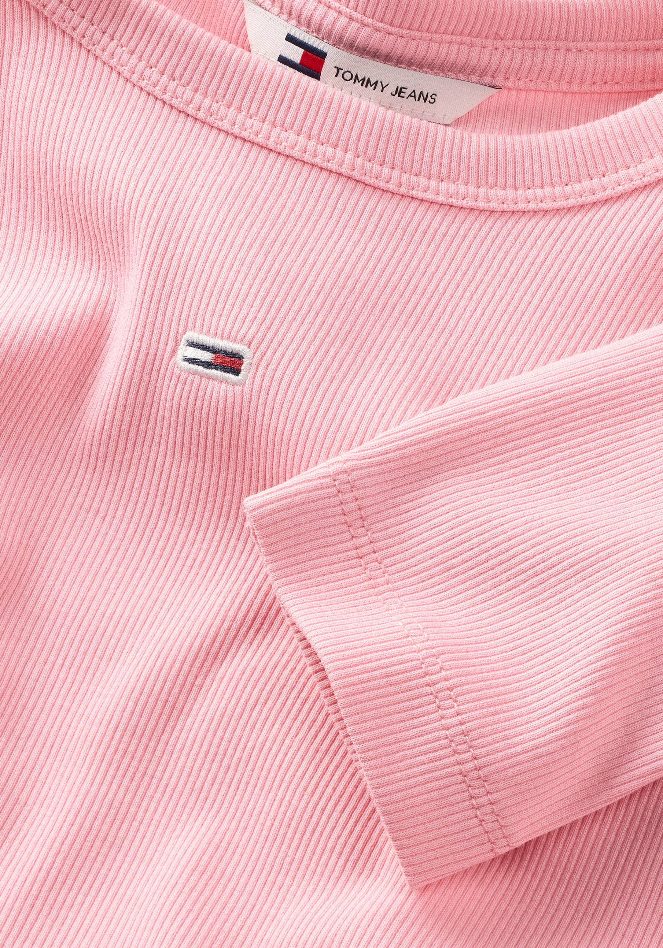 Tommy Jeans Langarmshirt »Slim Essential Rib Longsleeve Rippshirt«, mit  Logostickerei kaufen