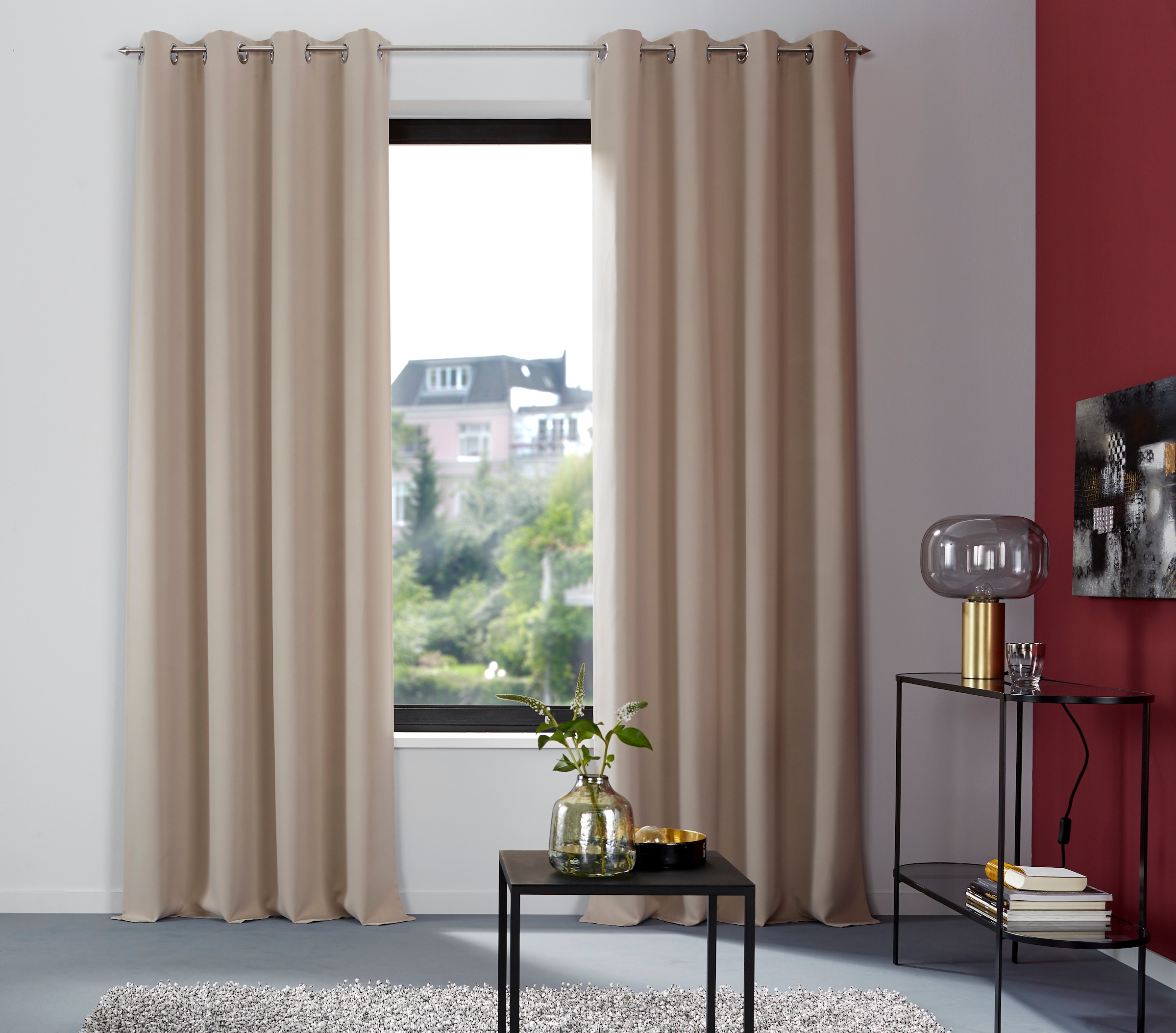 my home Gardine »SOLA«, (2 St.), Schal einfarbig, Verdunkelung, Überbreite. 1er/2er Set Gardinen