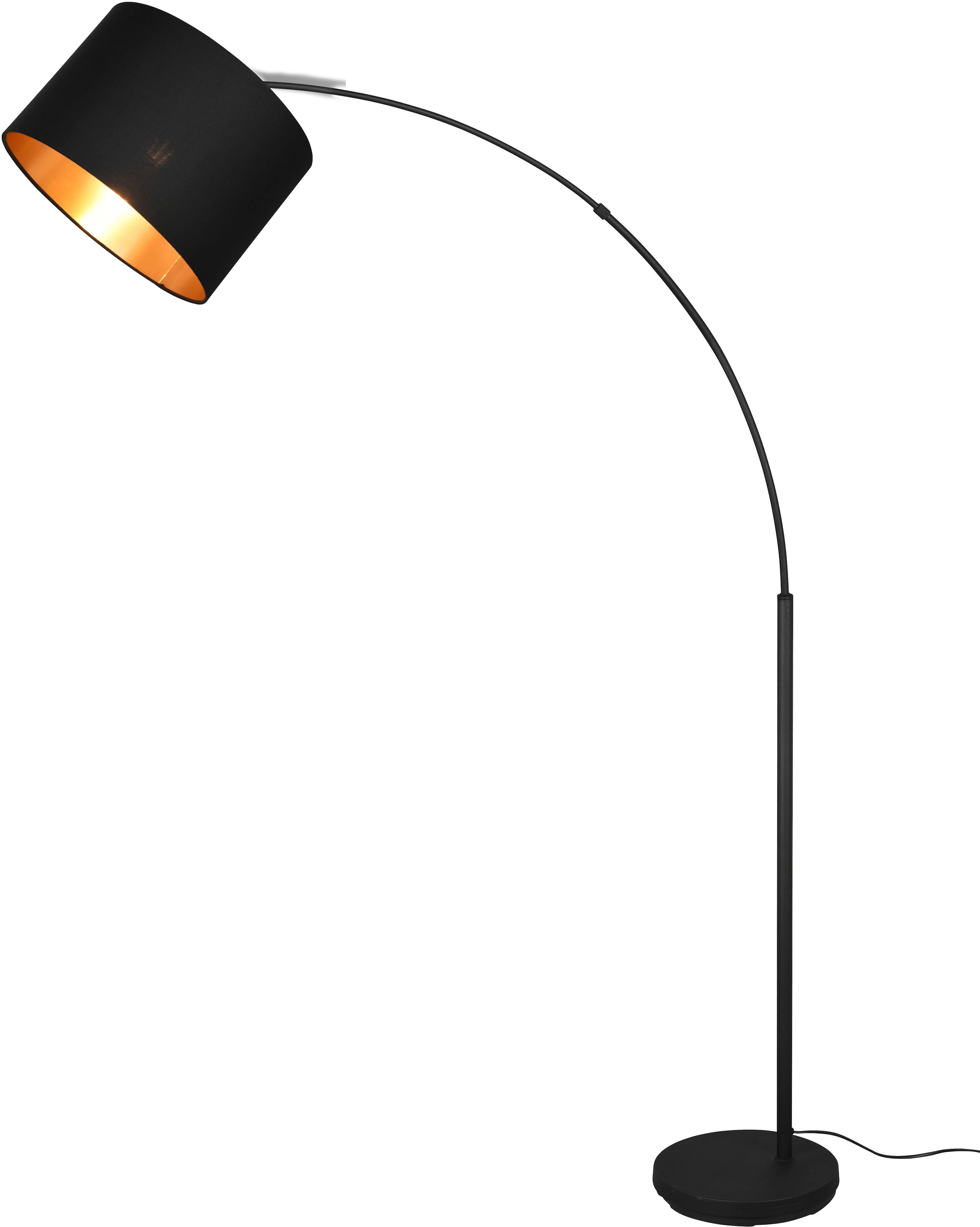 REALITY Leuchten Stehlampe »Bolivia«, 1 flammig, Leuchtmittel E27 | ohne Leuchtmittel, Stehleuchte schwarz-gold Fußschalter exkl 1xE27 max 10W, Höhe 171 cm