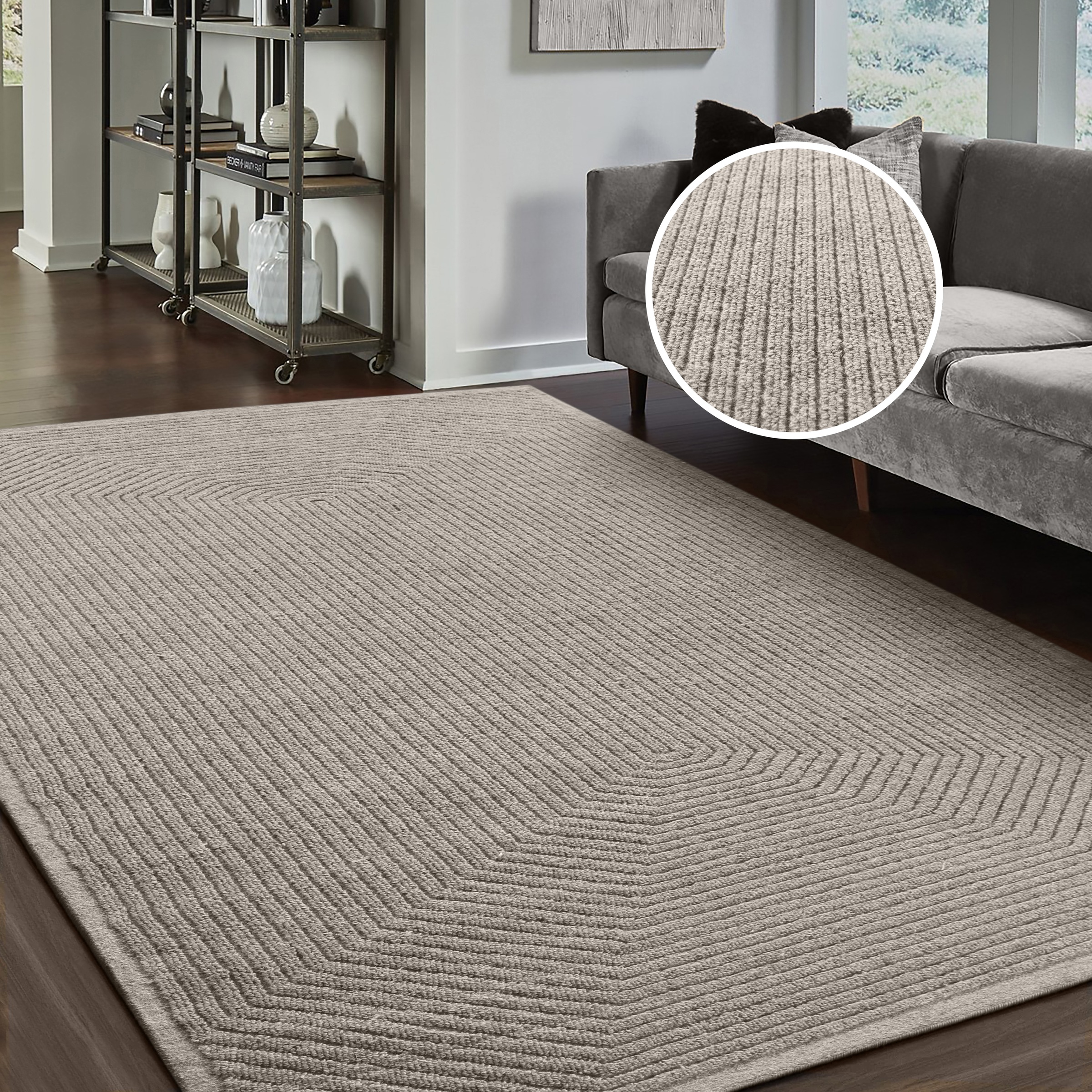 my home Wollteppich »Sola, Wolle, Hoch-Tief-Struktur, maschinell gewebt« re günstig online kaufen