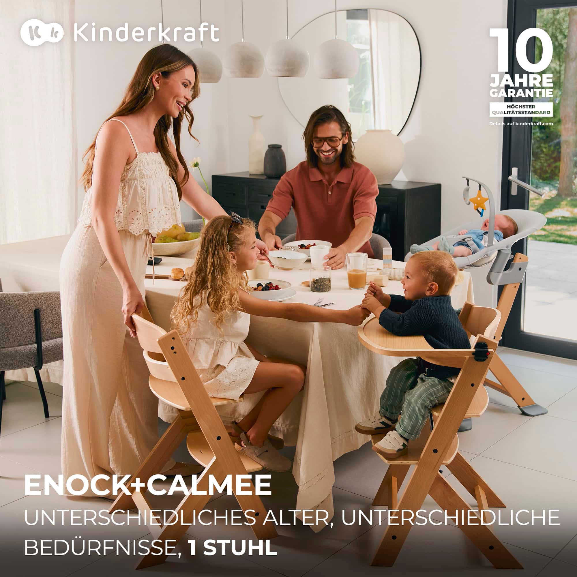 Kinderkraft Kombihochstuhl »Set: Kinderstuhl ENOCK + Babywippe CALMEE GREY«, (Set), 2 St., mitwachsend