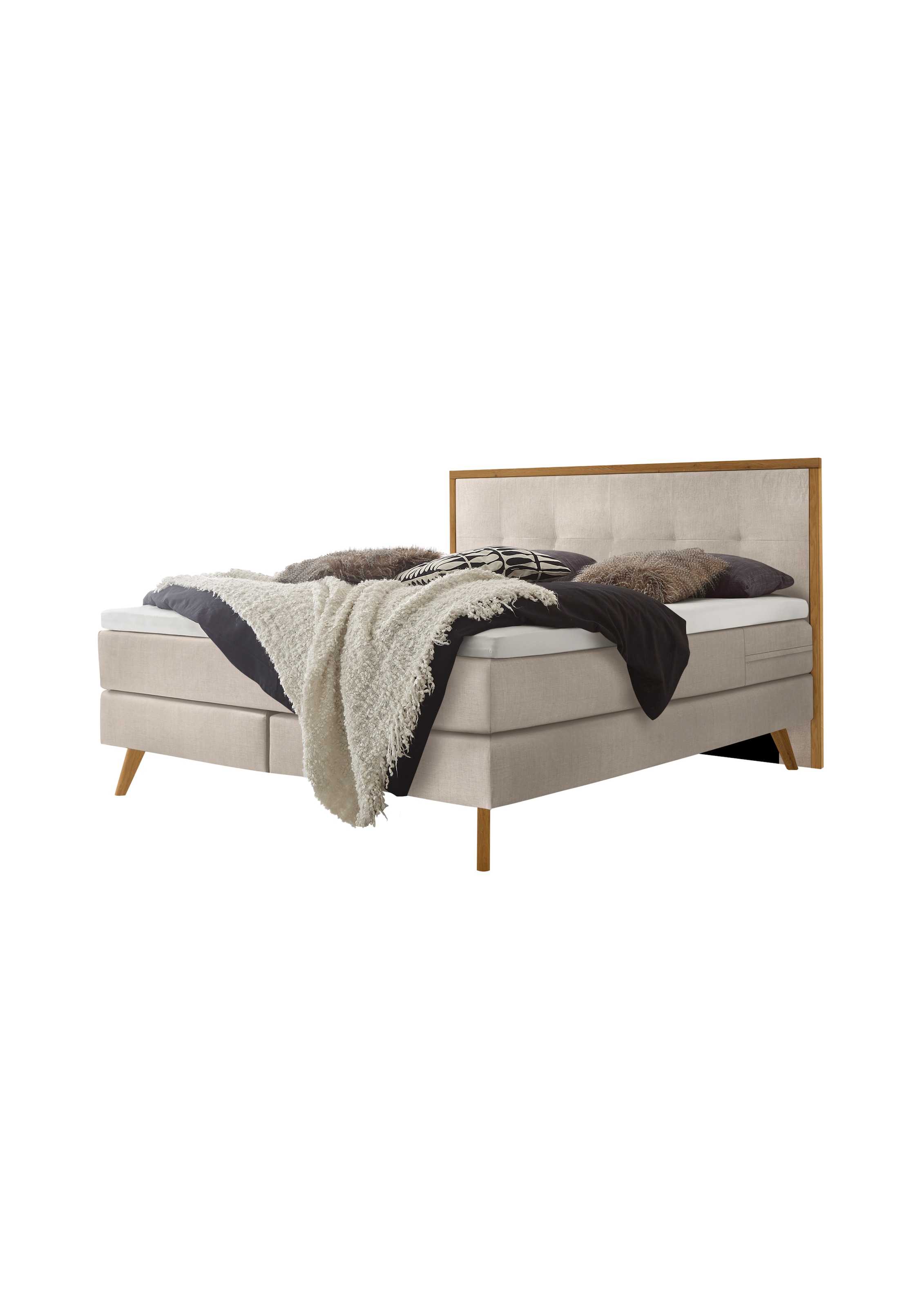 3. Bild von HASENA Boxspringbett Nordic, inkl. Topper, Kopfteilrahmen und Füsse aus massiver Eiche