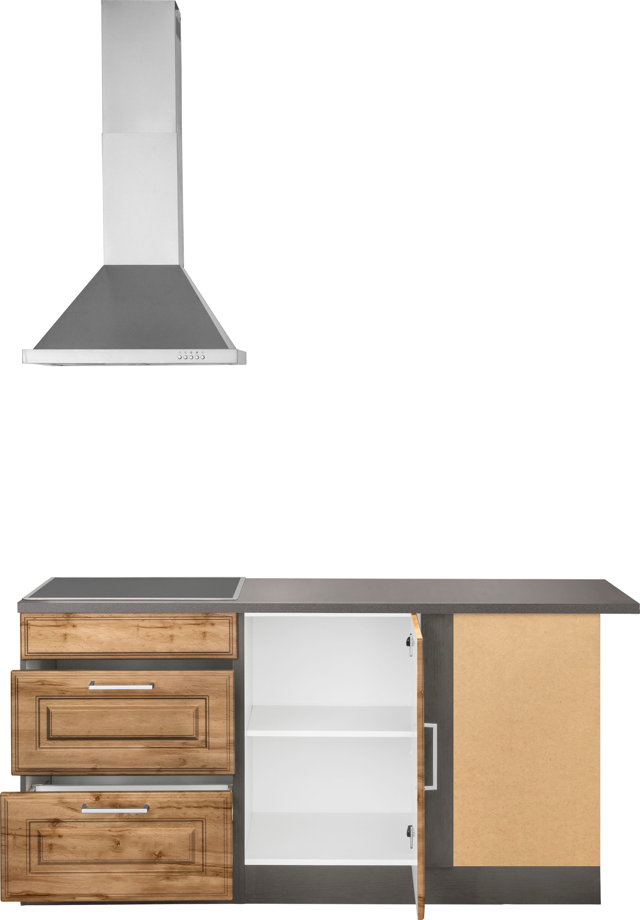 HELD MÖBEL Winkelküche »Stockholm«, Stellbreite 230/170 cm, mit hochwertigen MDF Fronten im Landhaus-Stil