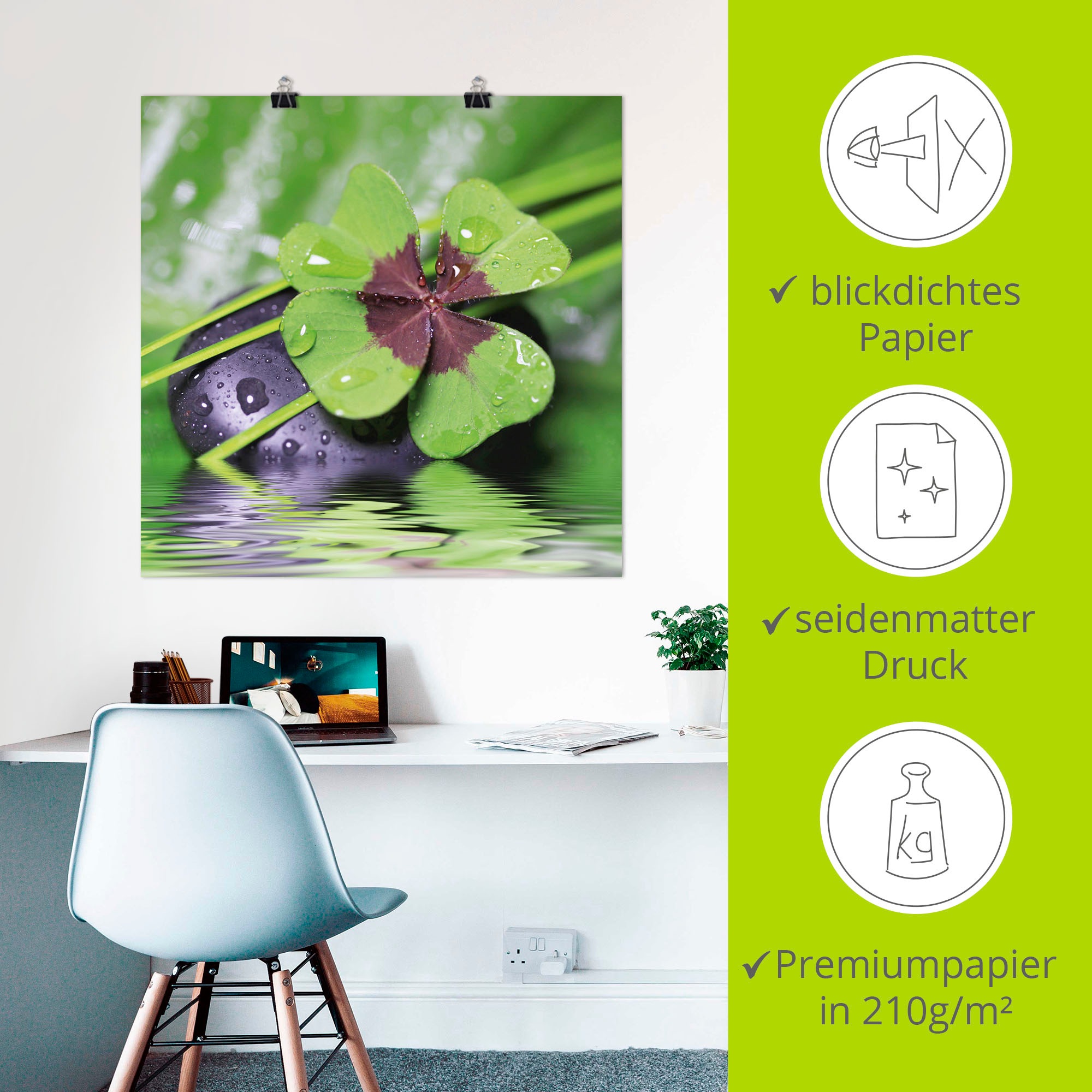 Artland Wandbild »Glücksklee... Entspann mal wieder« Zen 1 Stk. tlg. ohne Rahmen